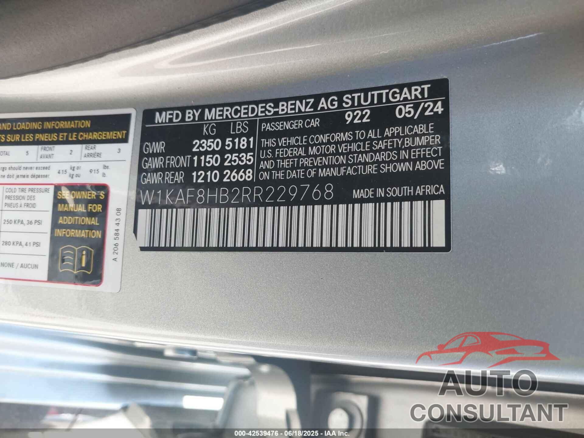 MERCEDES-BENZ AMG C 43 2024 - W1KAF8HB2RR229768