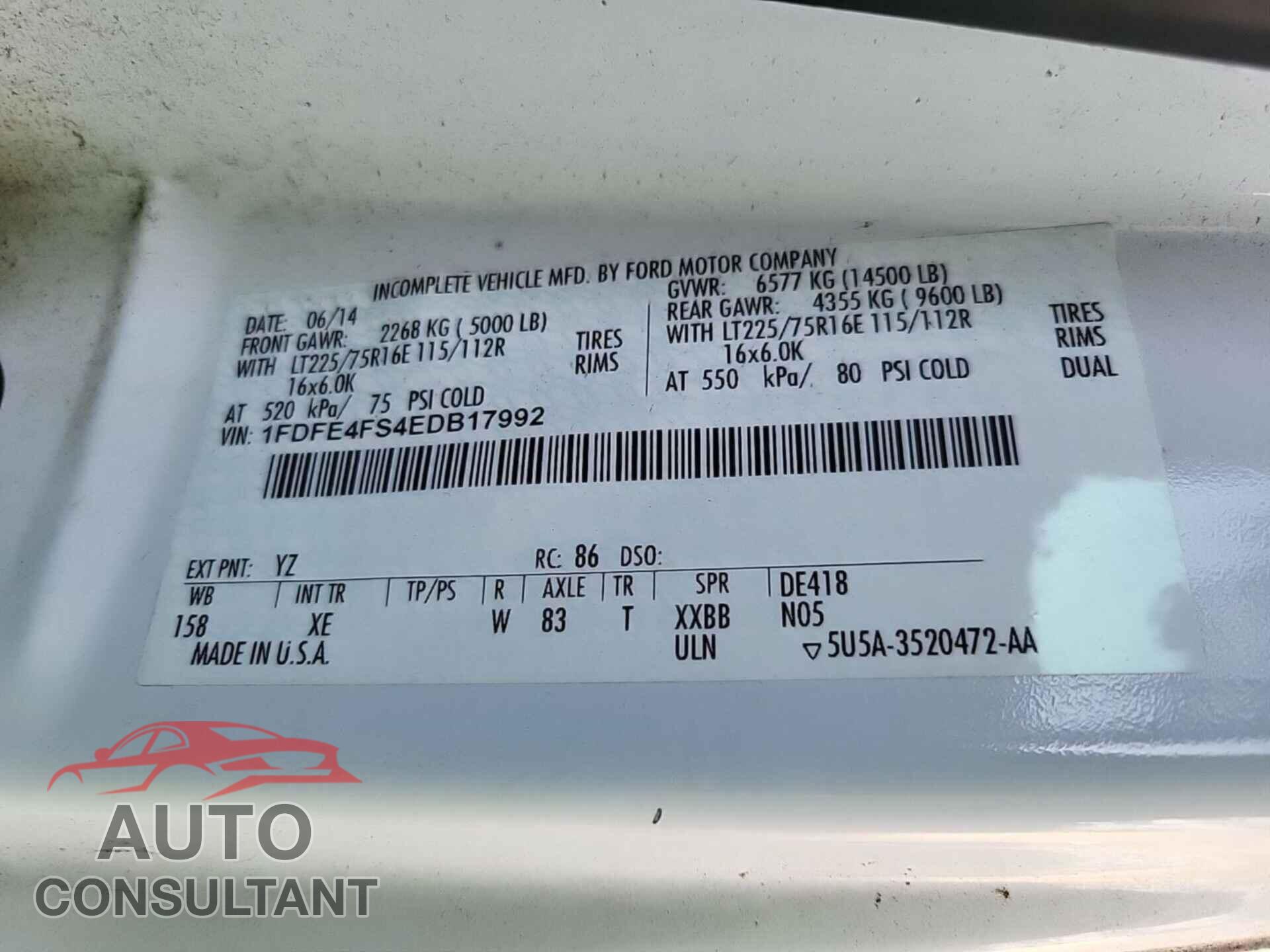FORD ECONOLINE 2014 - 1FDFE4FS4EDB17992