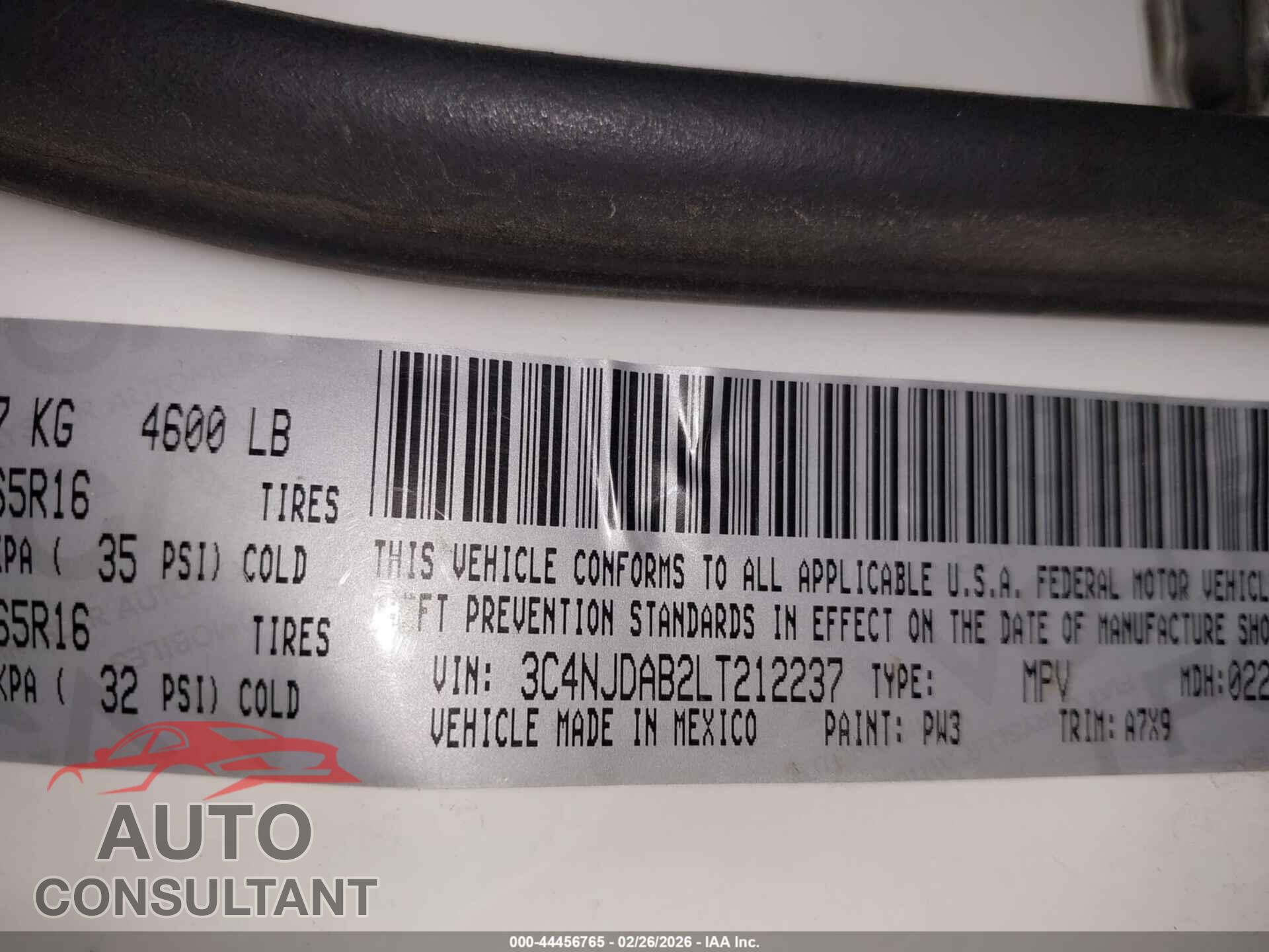 JEEP COMPASS 2020 - 3C4NJDAB2LT212237
