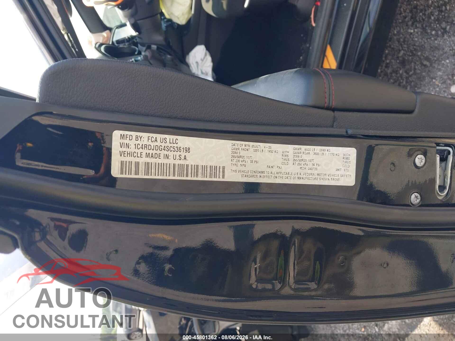 DODGE DURANGO 2025 - 1C4RDJDG4SC536198