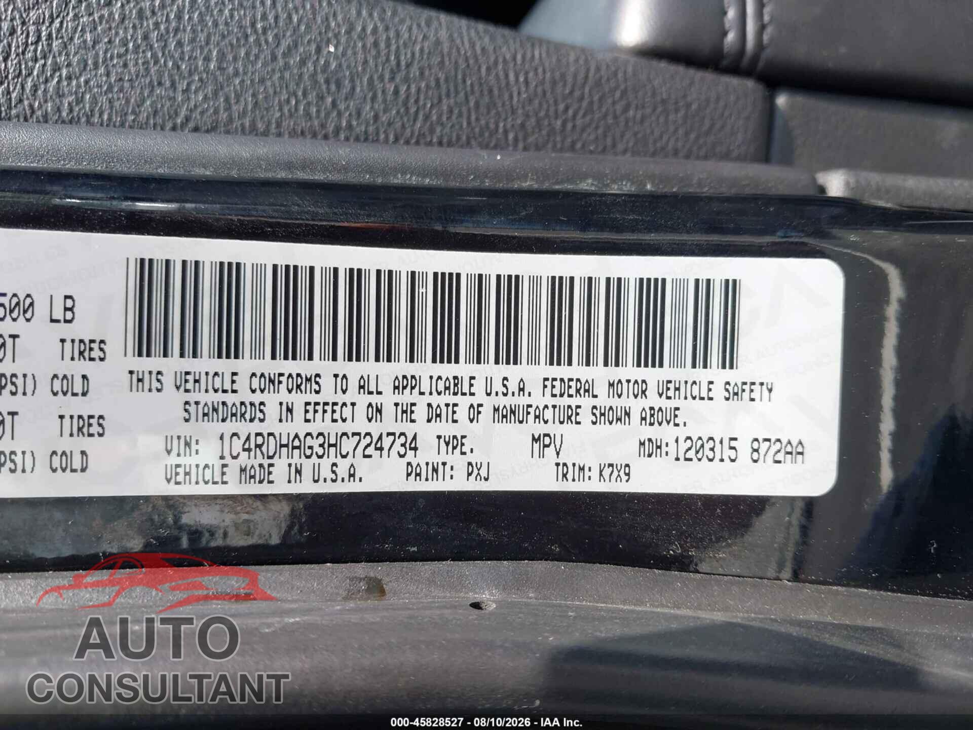 DODGE DURANGO 2017 - 1C4RDHAG3HC724734