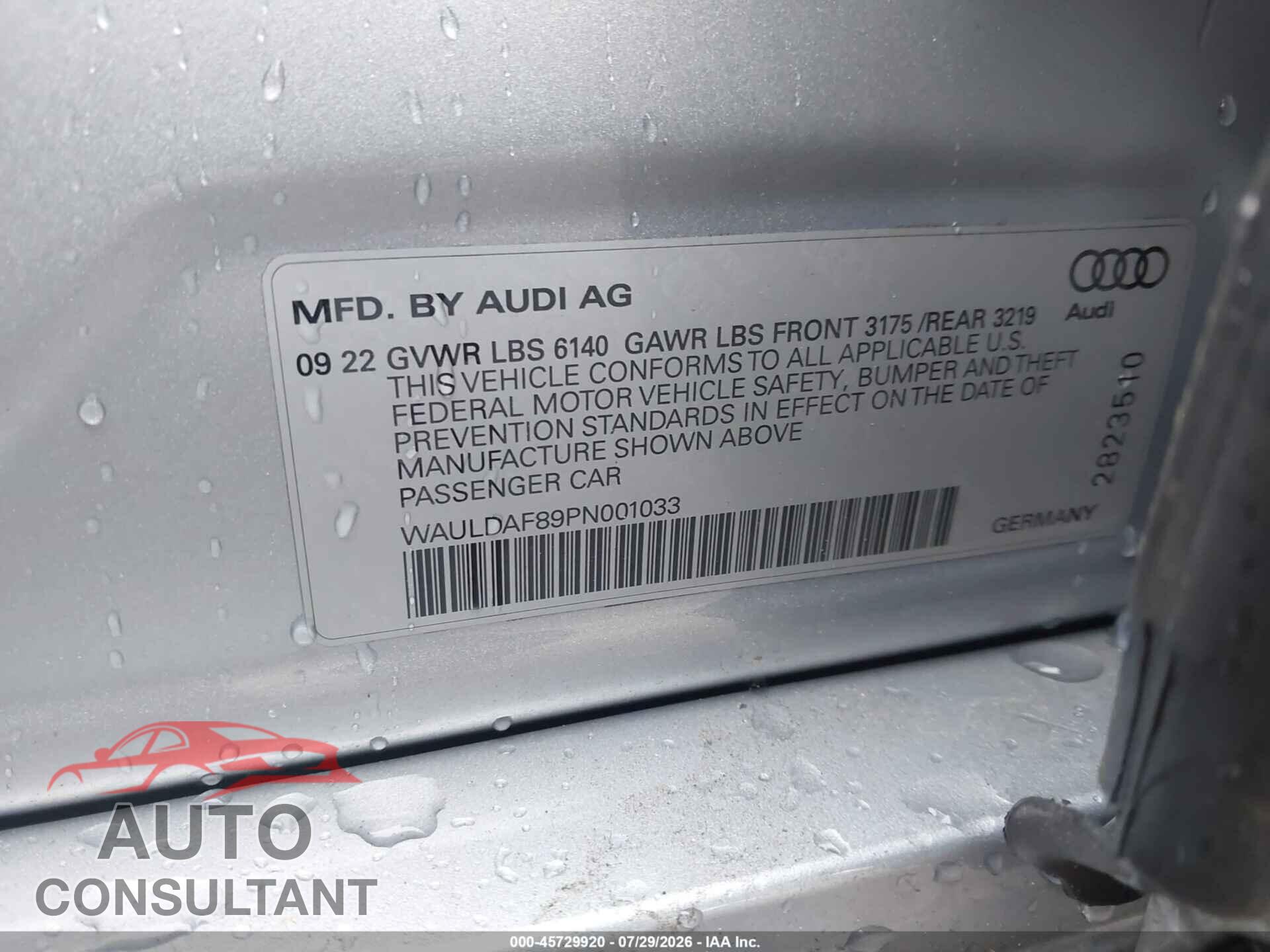 AUDI A8 2023 - WAULDAF89PN001033