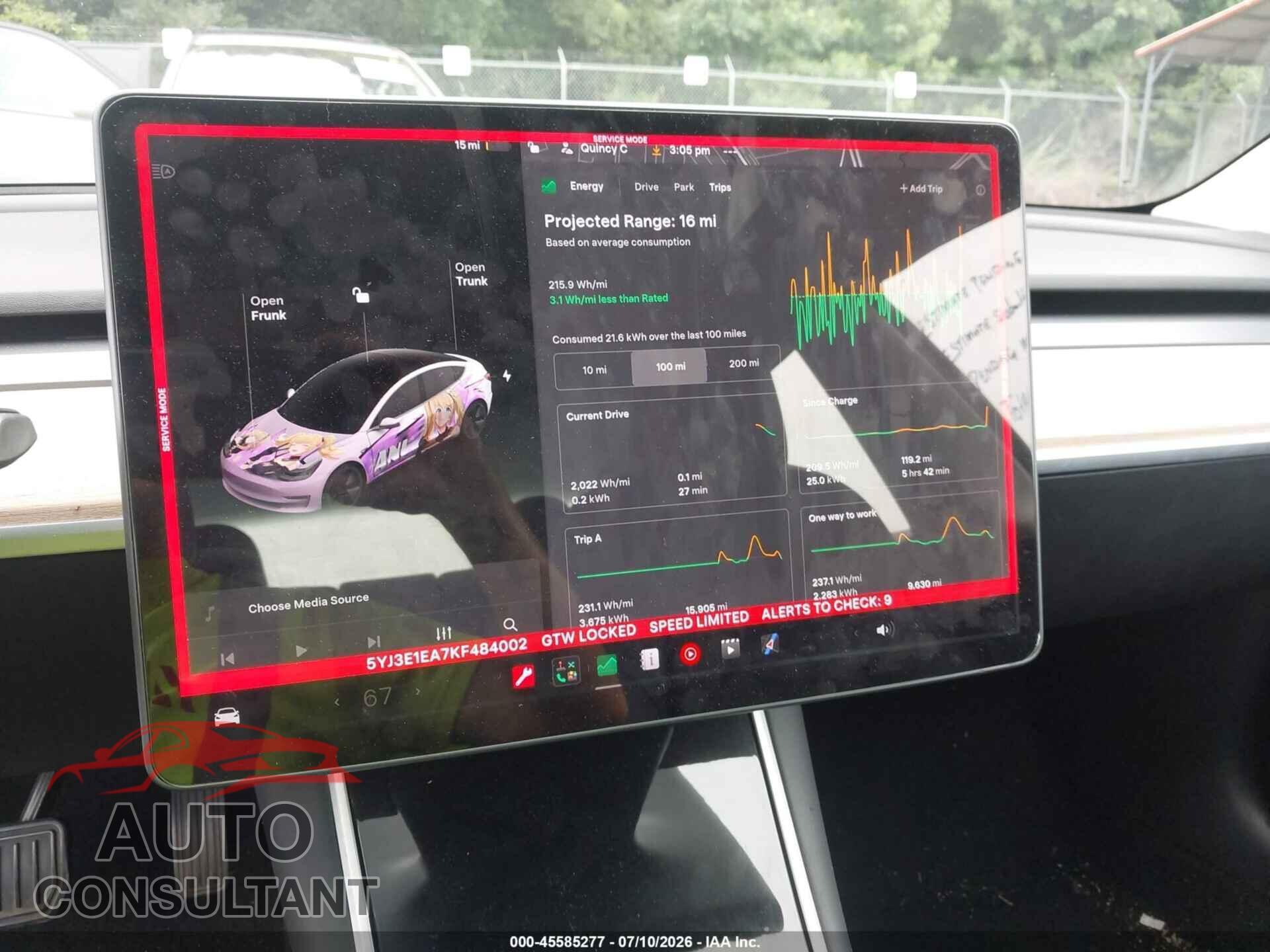 TESLA MODEL 3 2019 - 5YJ3E1EA7KF484002