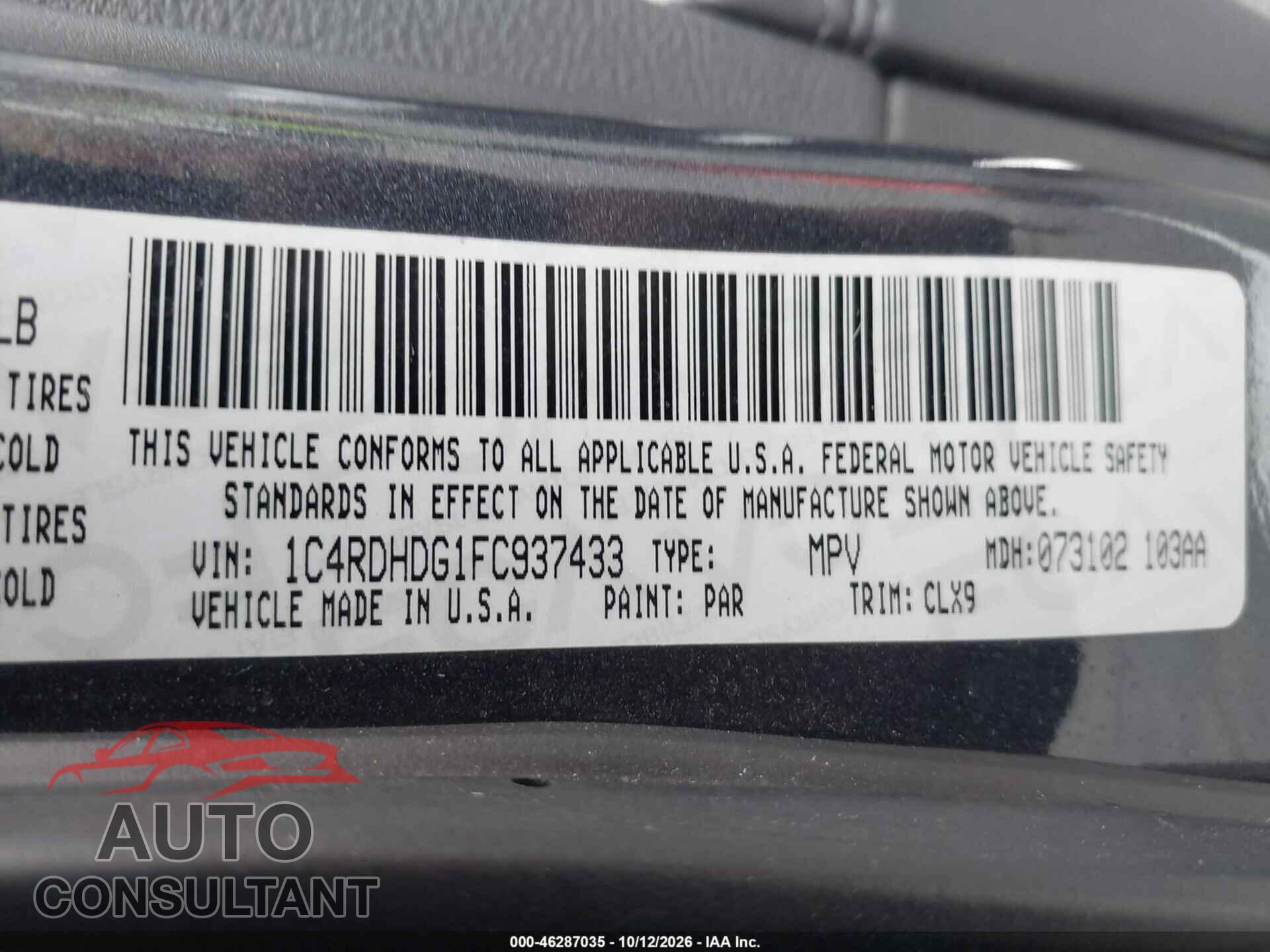 DODGE DURANGO 2015 - 1C4RDHDG1FC937433