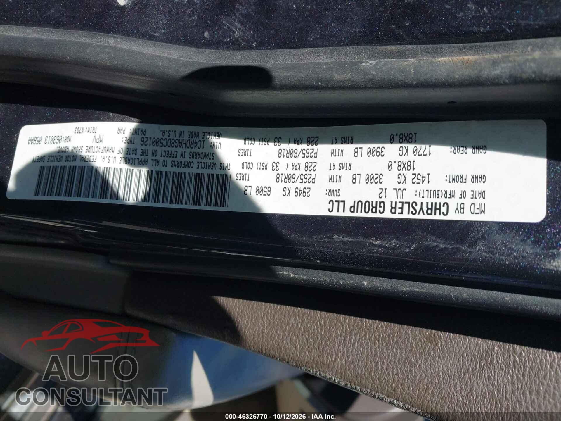 DODGE DURANGO 2013 - 1C4RDHAG8DC500126