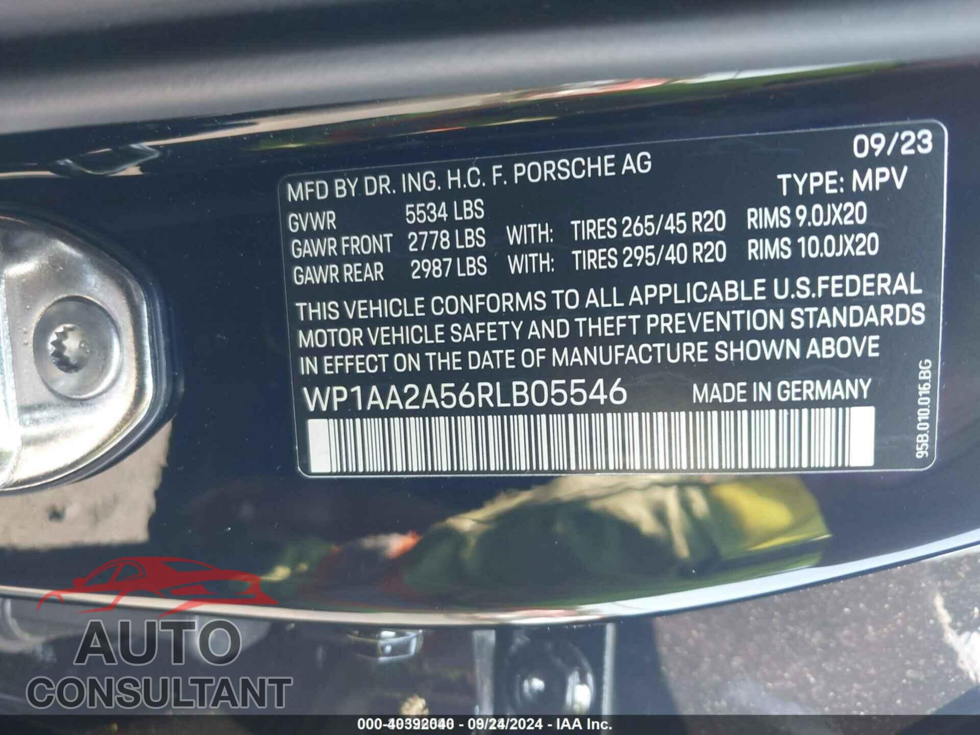 PORSCHE MACAN 2024 - WP1AA2A56RLB05546
