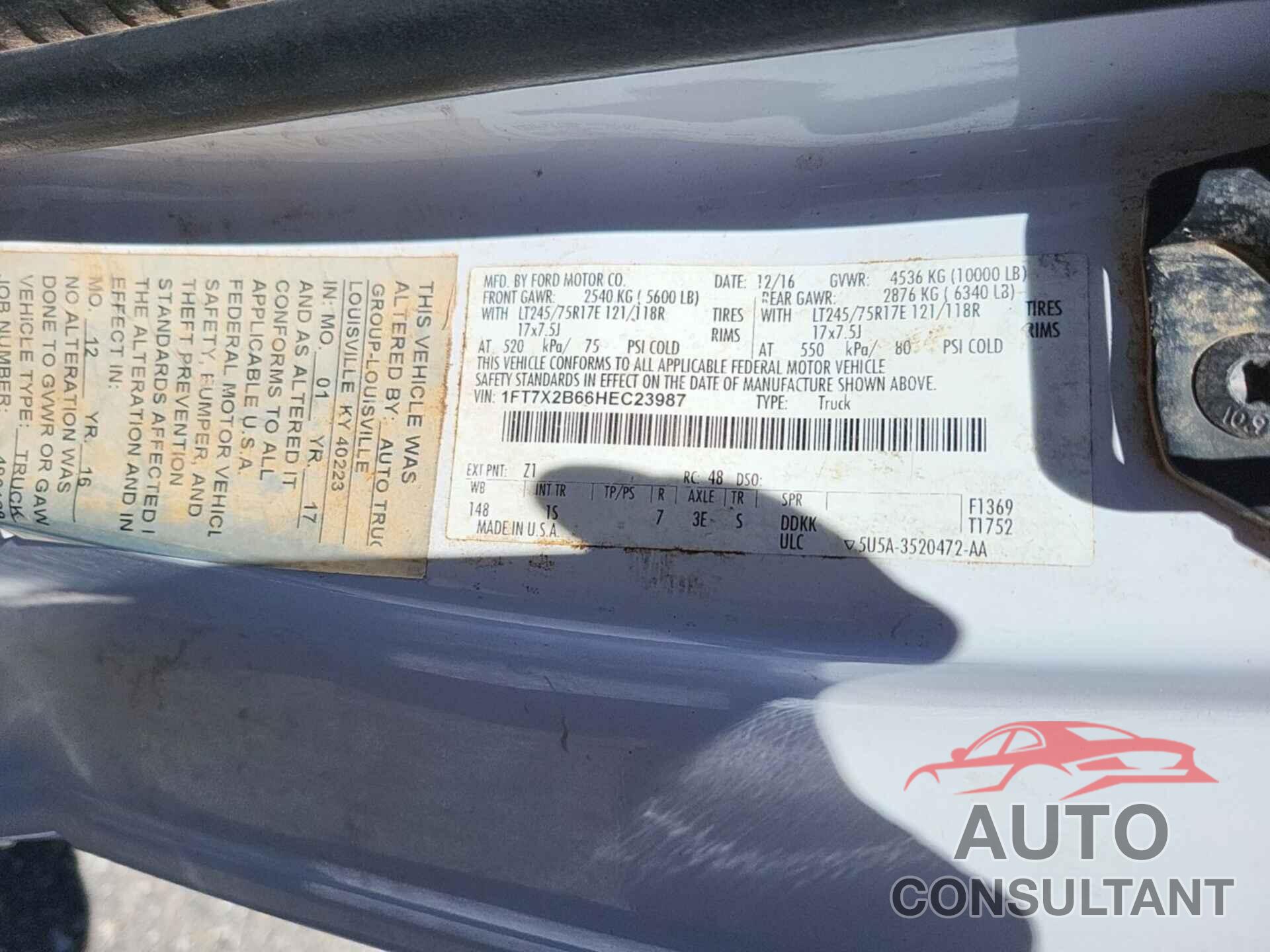 FORD F250 2017 - 1FT7X2B66HEC23987