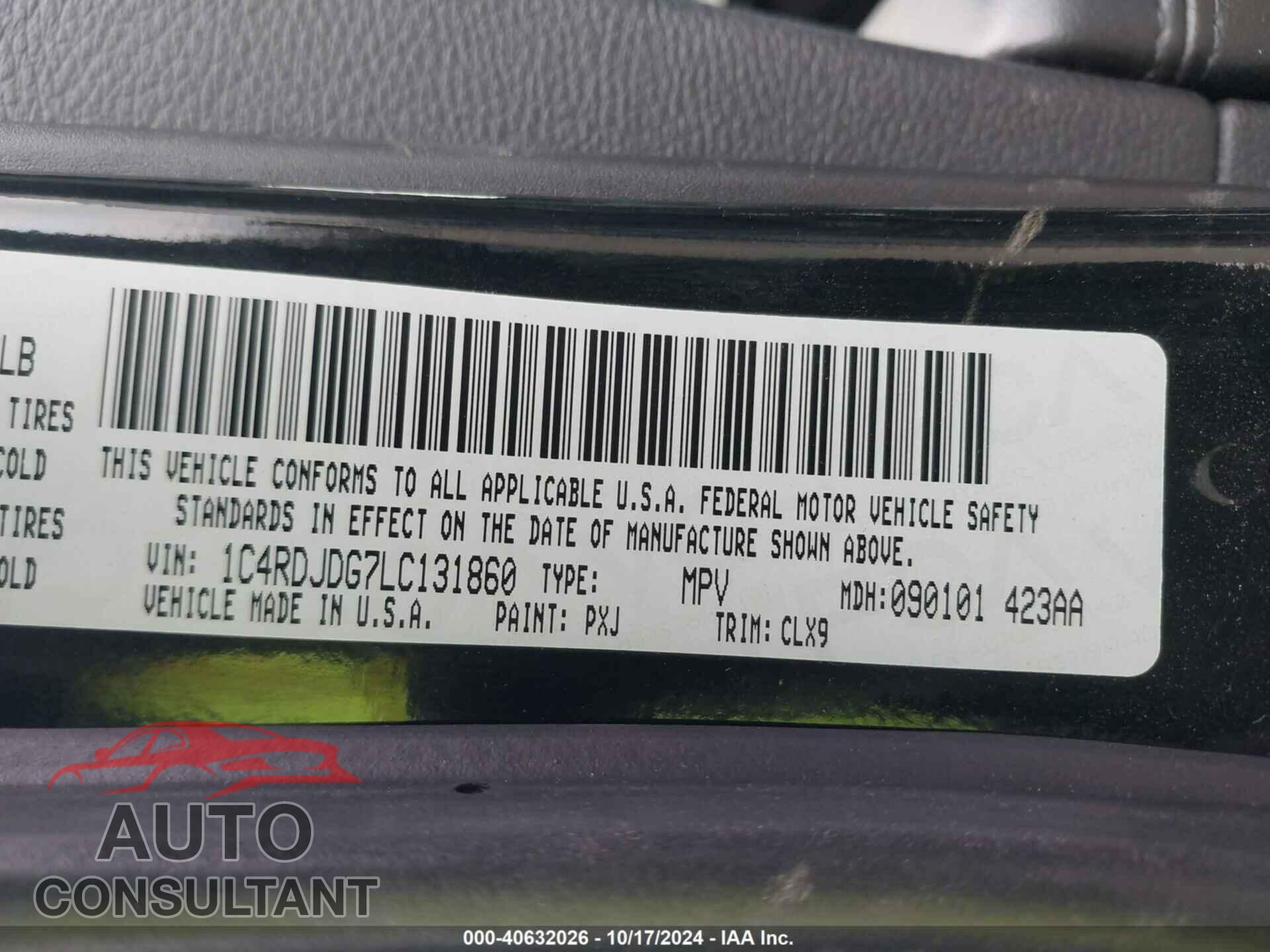 DODGE DURANGO 2020 - 1C4RDJDG7LC131860