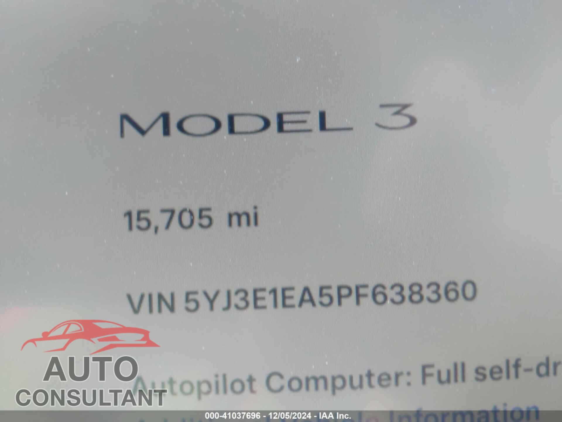 TESLA MODEL 3 2023 - 5YJ3E1EA5PF638360