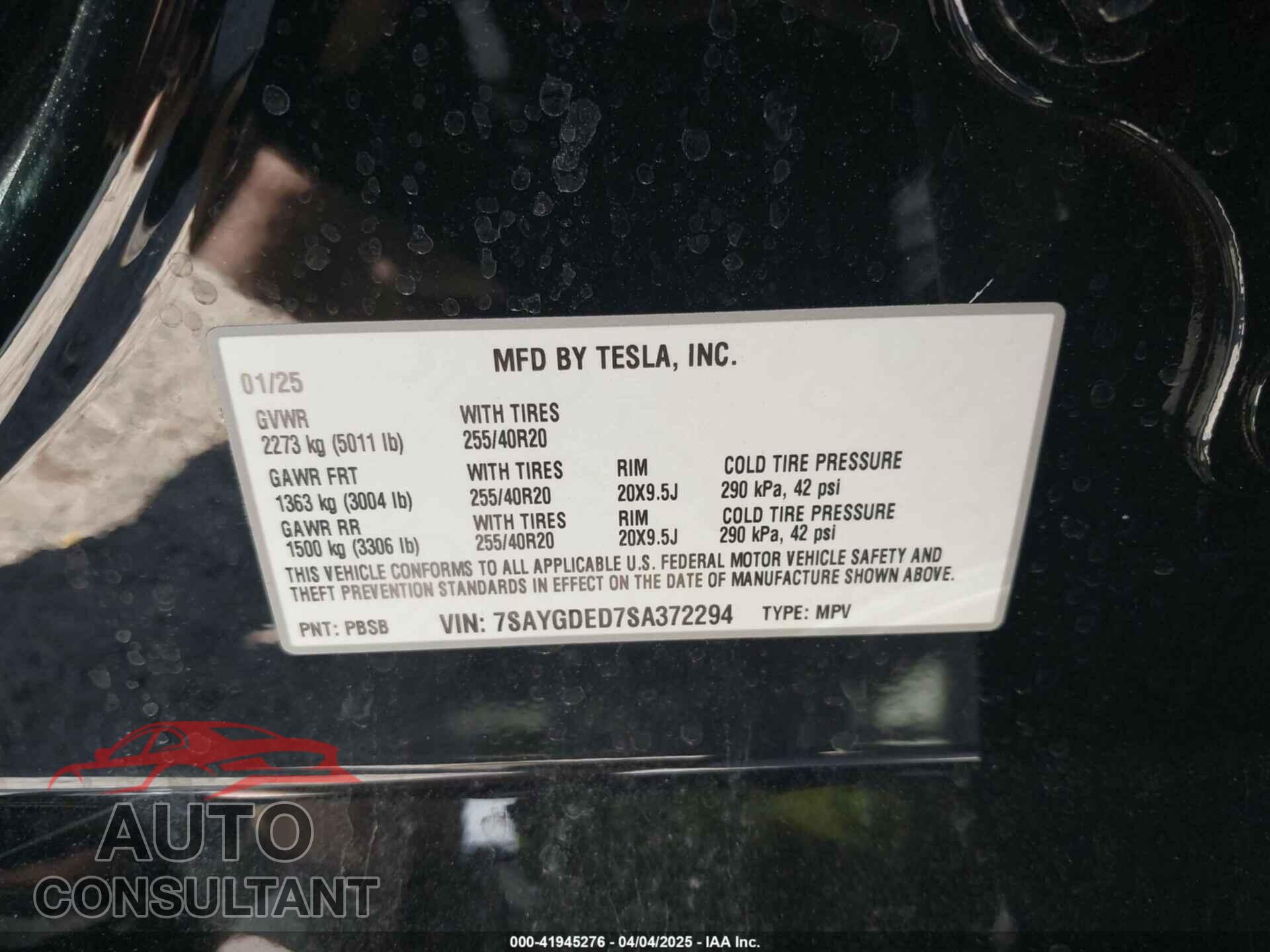 TESLA MODEL Y 2025 - 7SAYGDED7SA372294