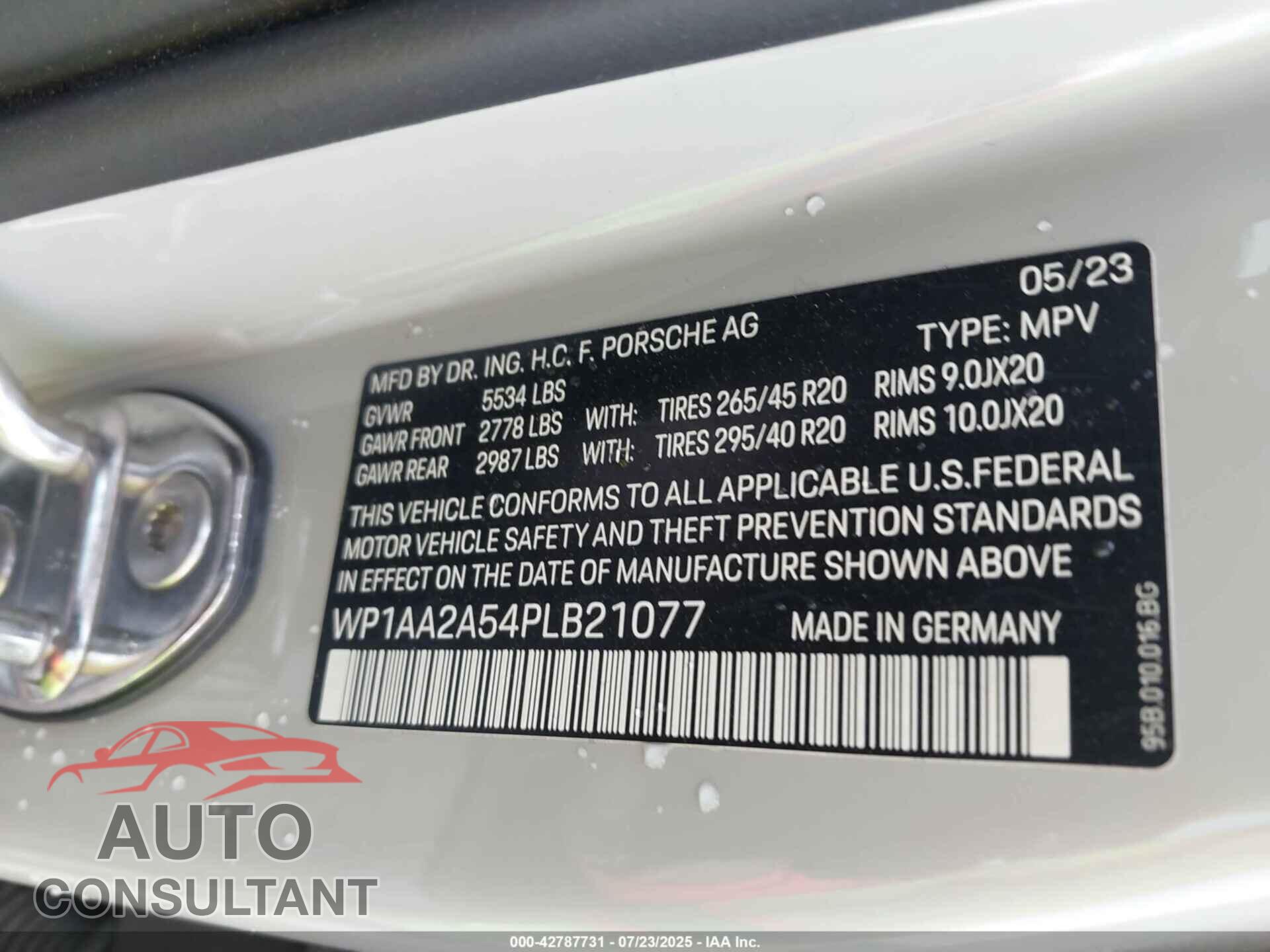 PORSCHE MACAN 2023 - WP1AA2A54PLB21077