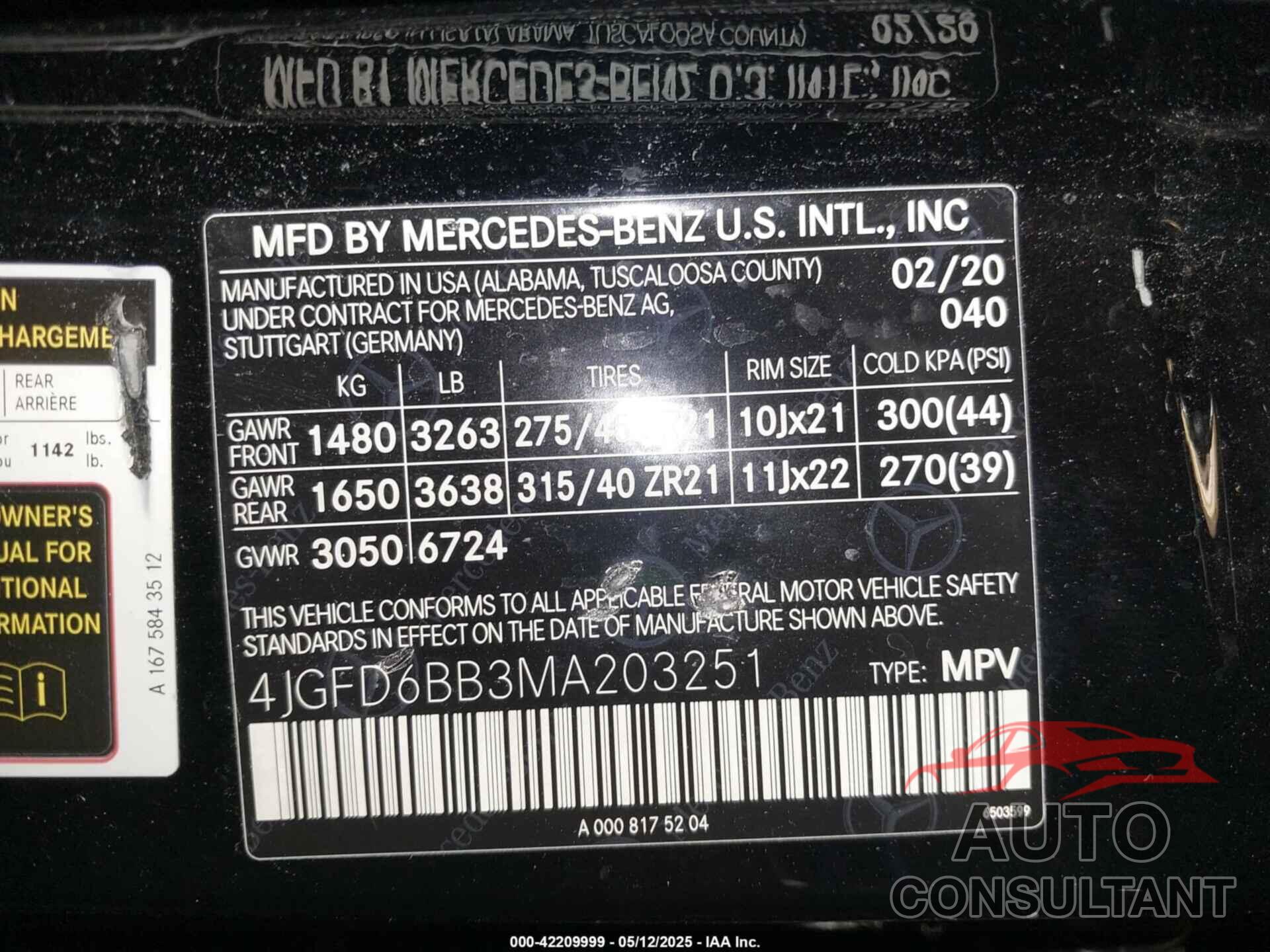 MERCEDES-BENZ AMG GLE 53 COUPE 2021 - 4JGFD6BB3MA203251