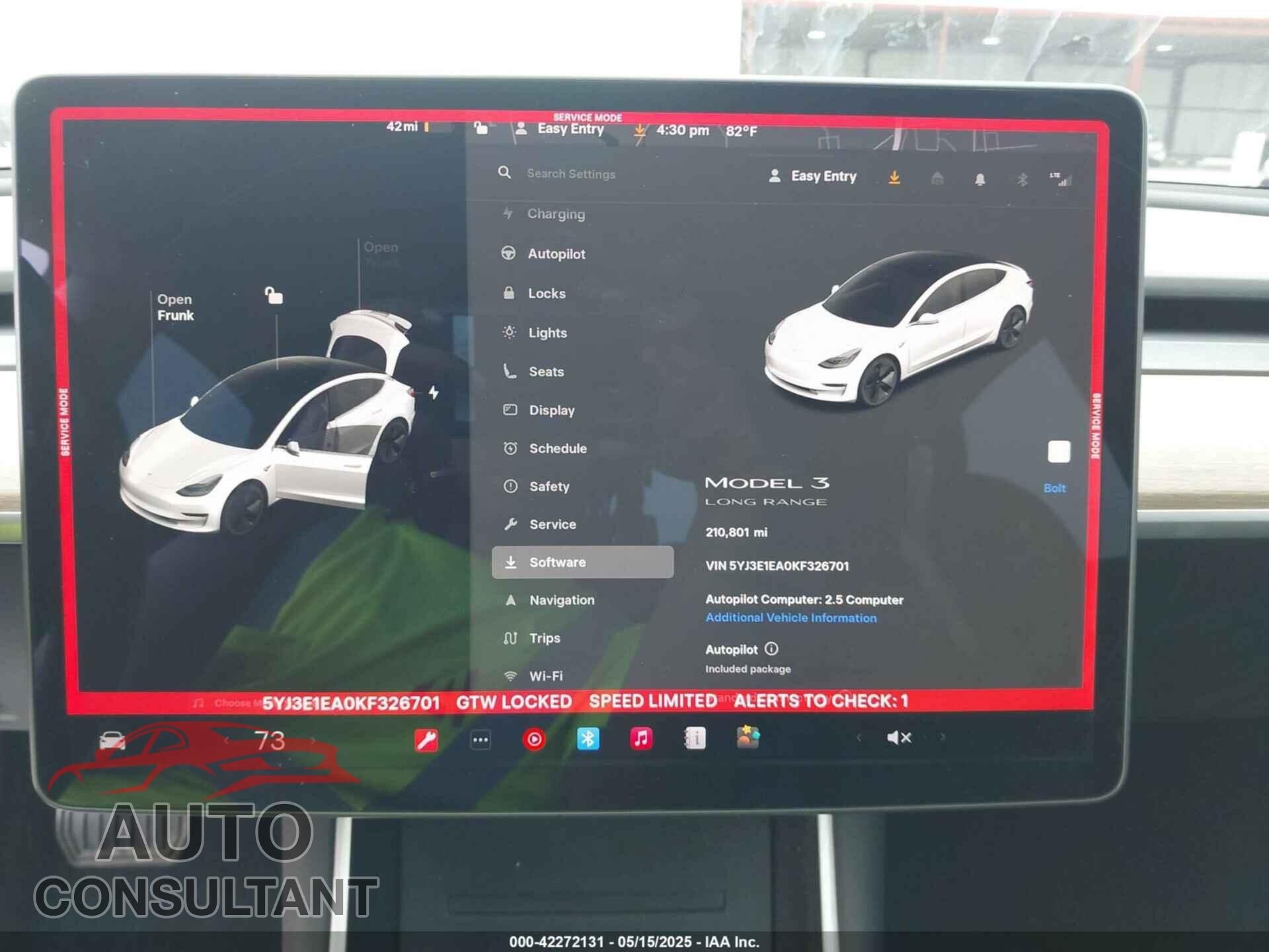 TESLA MODEL 3 2019 - 5YJ3E1EA0KF326701