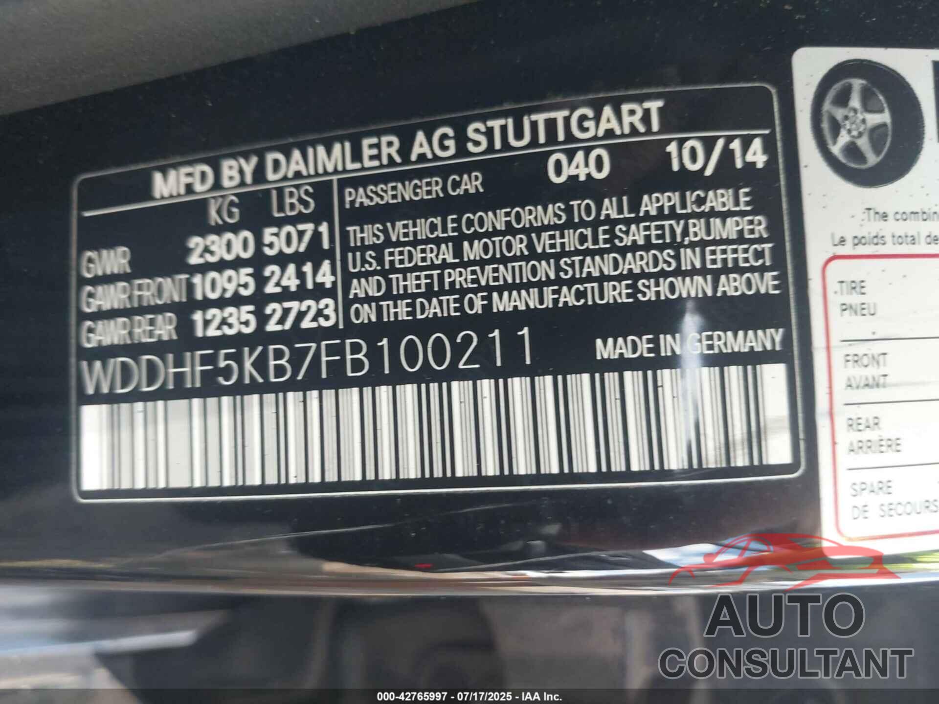 MERCEDES-BENZ E 350 2015 - WDDHF5KB7FB100211