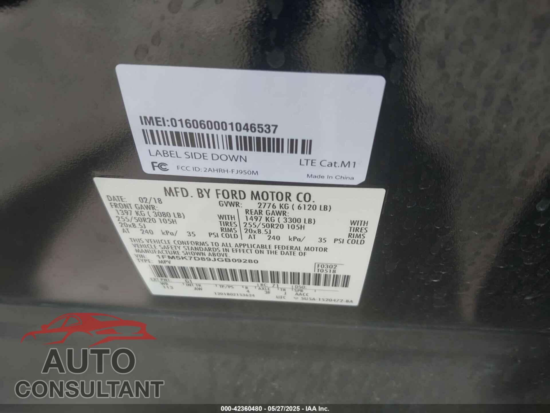 FORD EXPLORER 2018 - 1FM5K7D89JGB09280