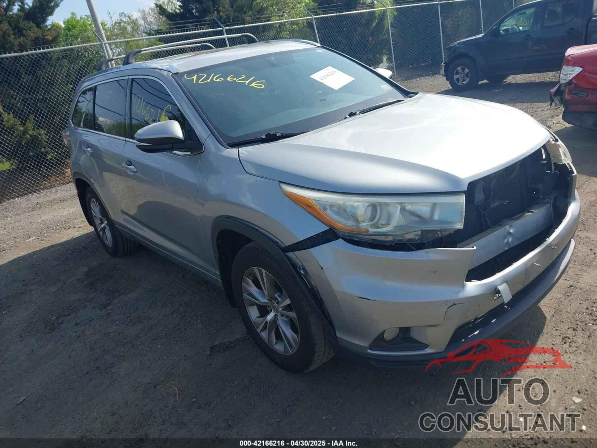 TOYOTA HIGHLANDER 2015 - 5TDJKRFH7FS187694