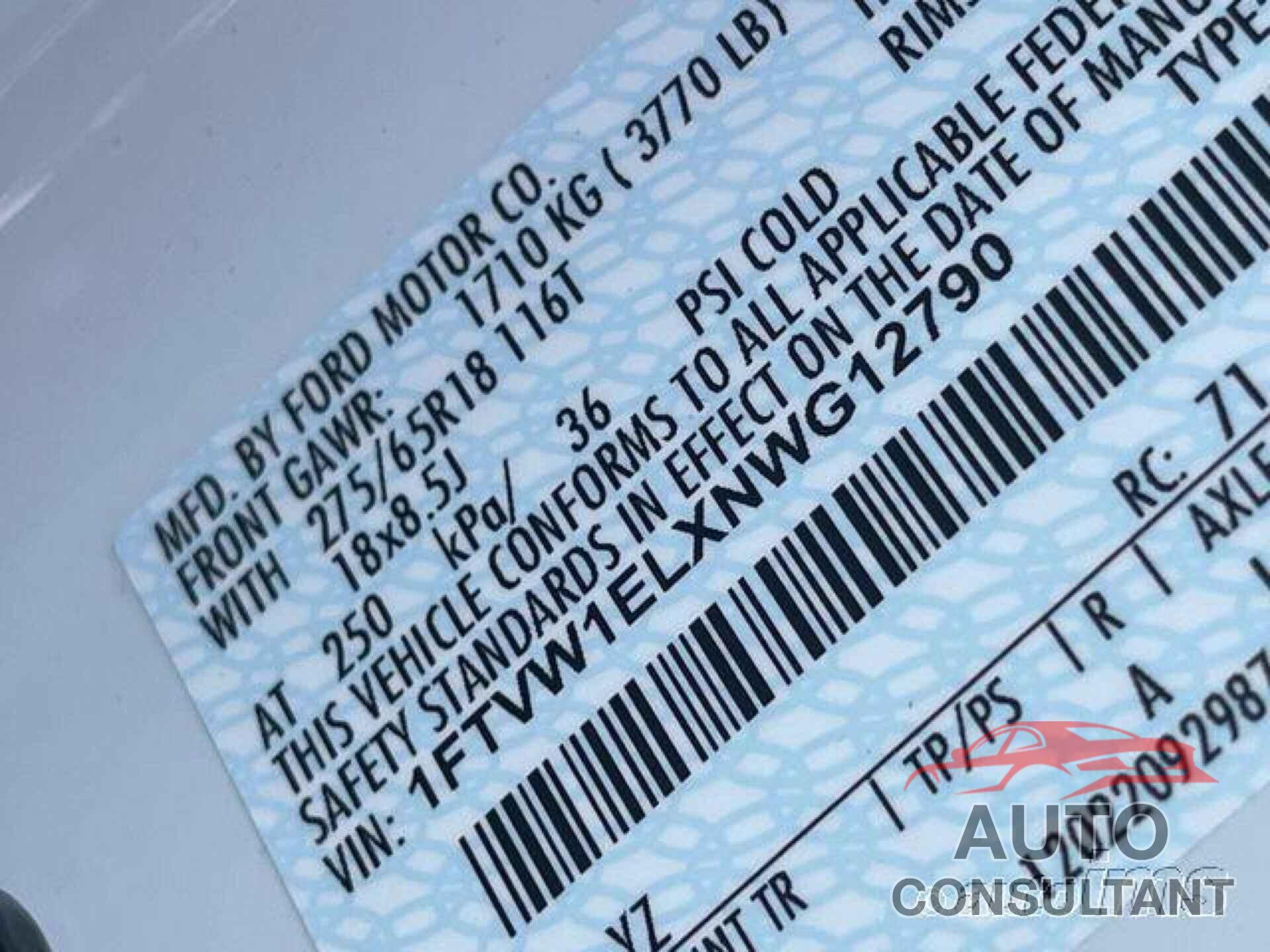 FORD F150 2022 - 1FTVW1ELXNWG12790