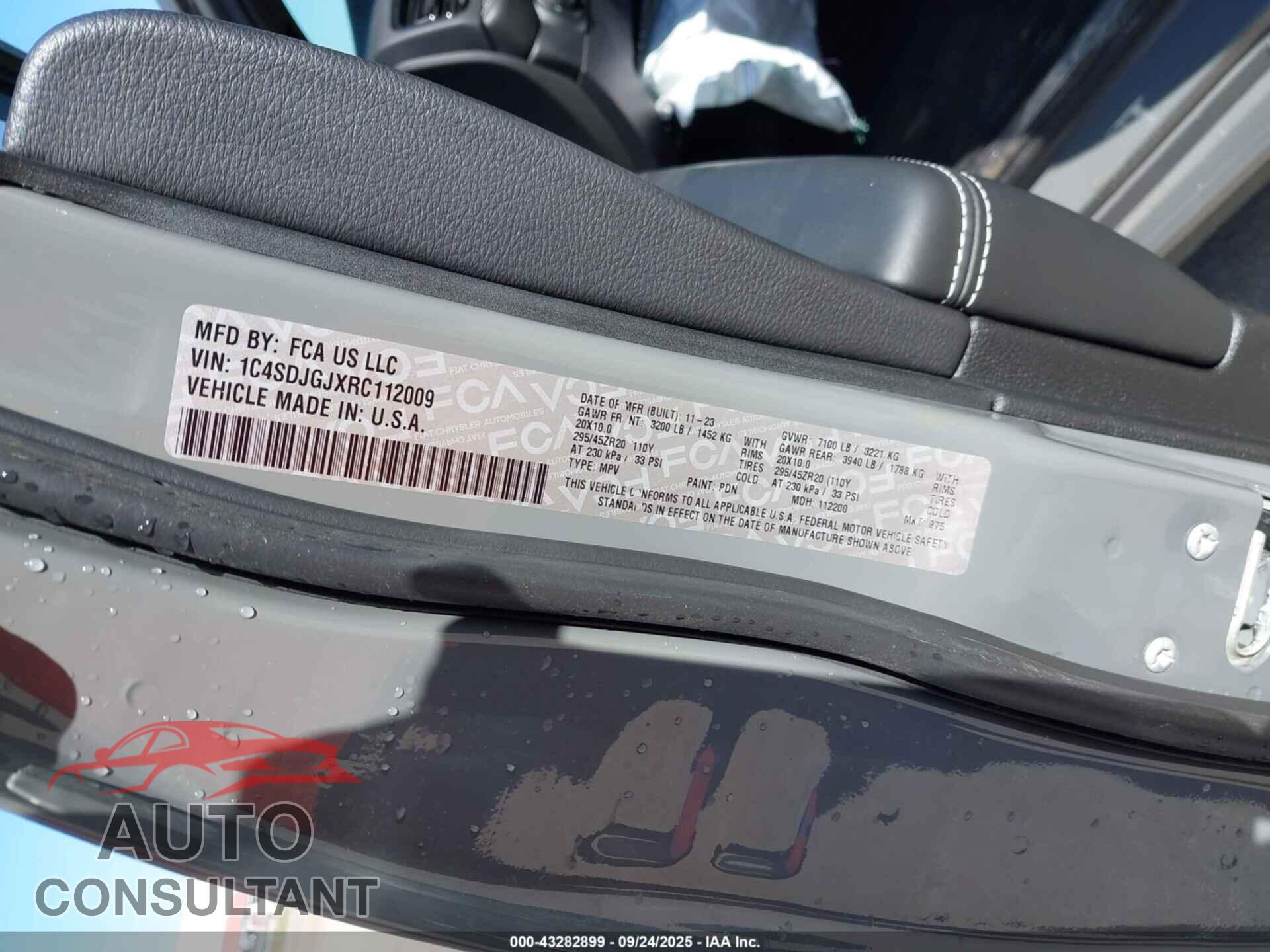 DODGE DURANGO 2024 - 1C4SDJGJXRC112009