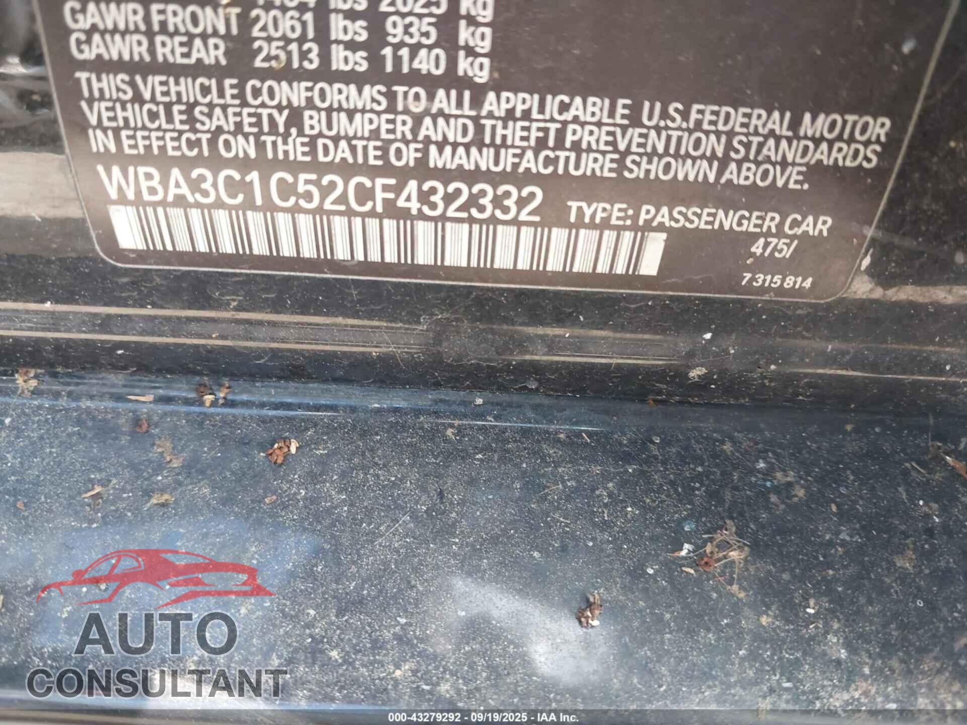 BMW 328I 2012 - WBA3C1C52CF432332