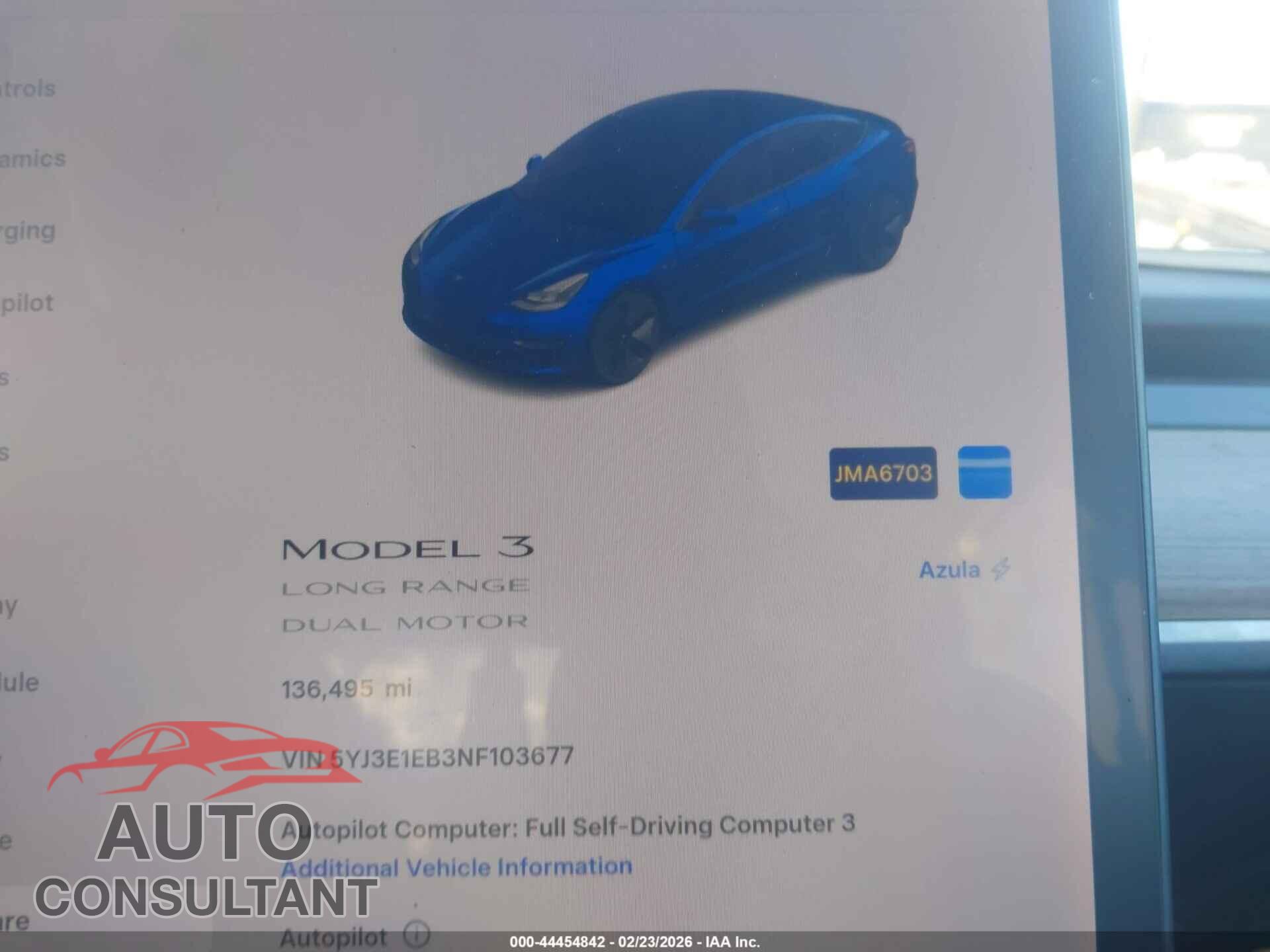 TESLA MODEL 3 2022 - 5YJ3E1EB3NF103677