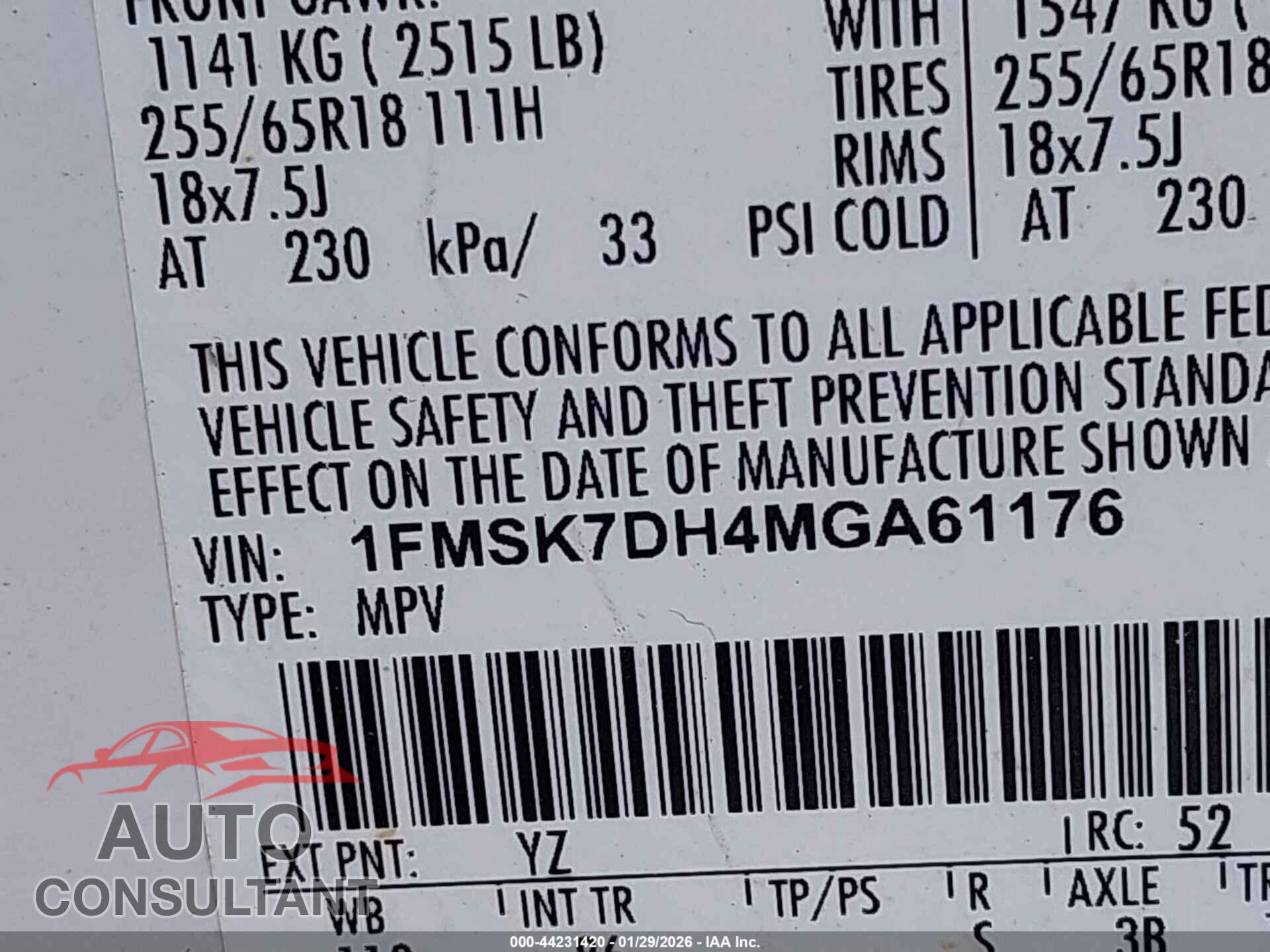 FORD EXPLORER 2021 - 1FMSK7DH4MGA61176