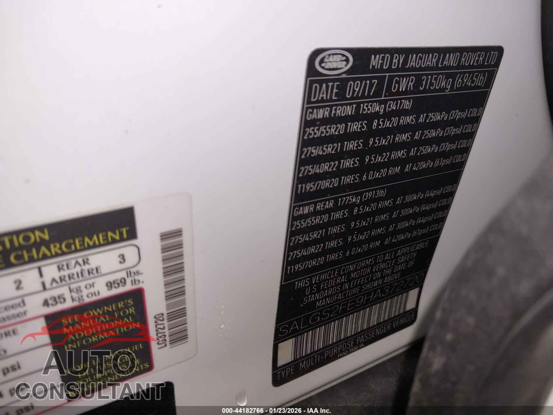 LAND ROVER RANGE ROVER 2017 - SALGS2FE9HA372720