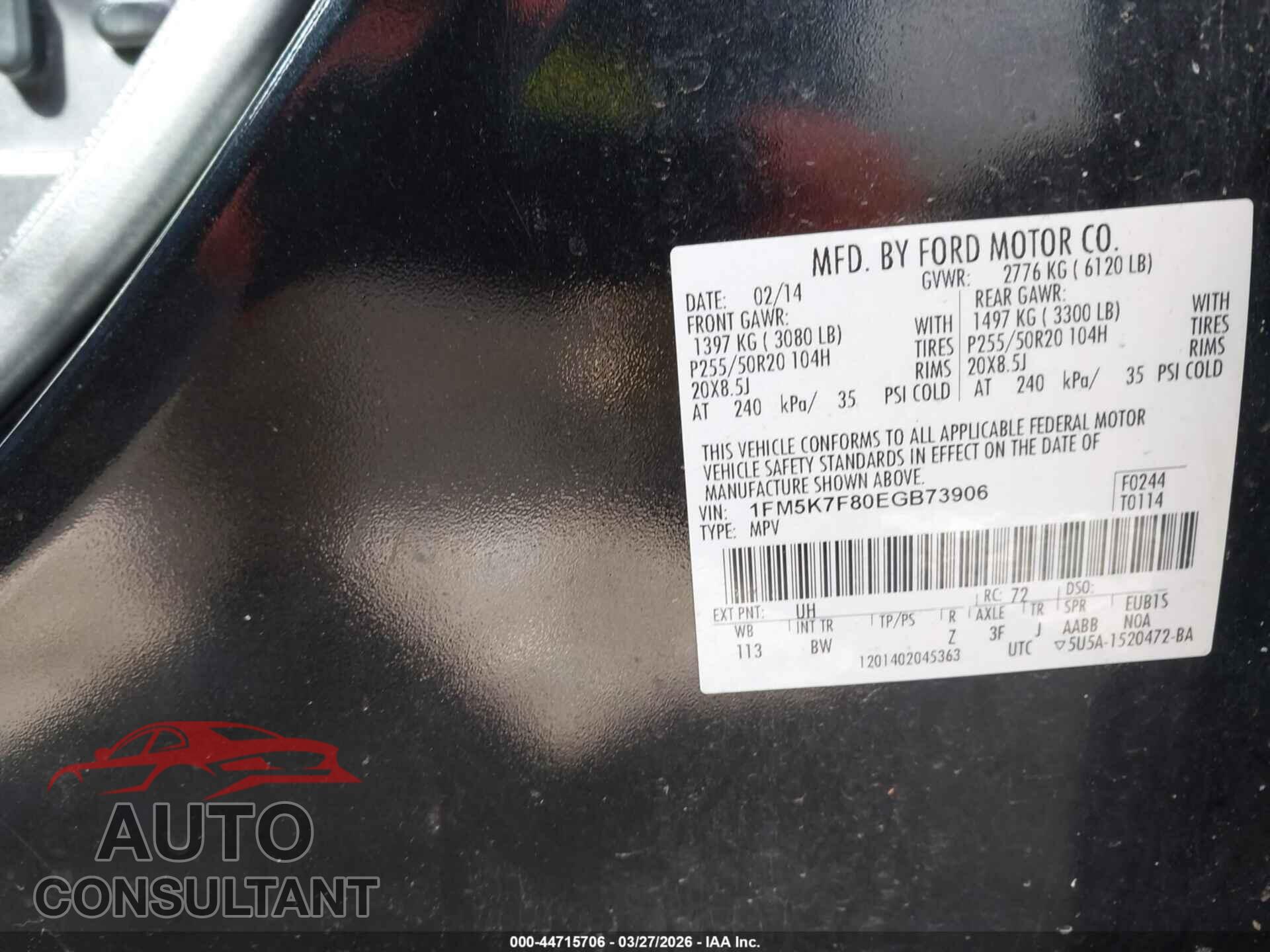 FORD EXPLORER 2014 - 1FM5K7F80EGB73906