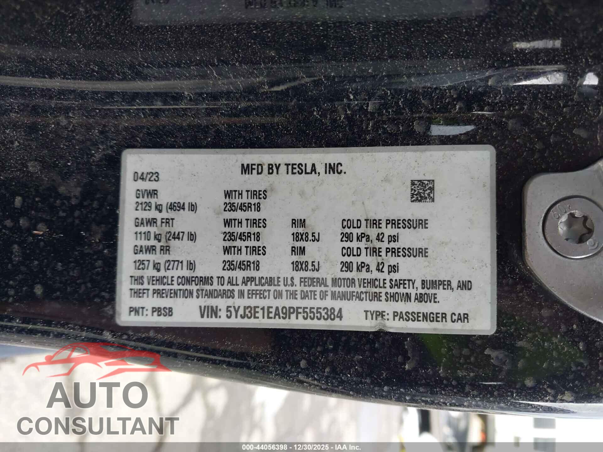 TESLA MODEL 3 2023 - 5YJ3E1EA9PF555384
