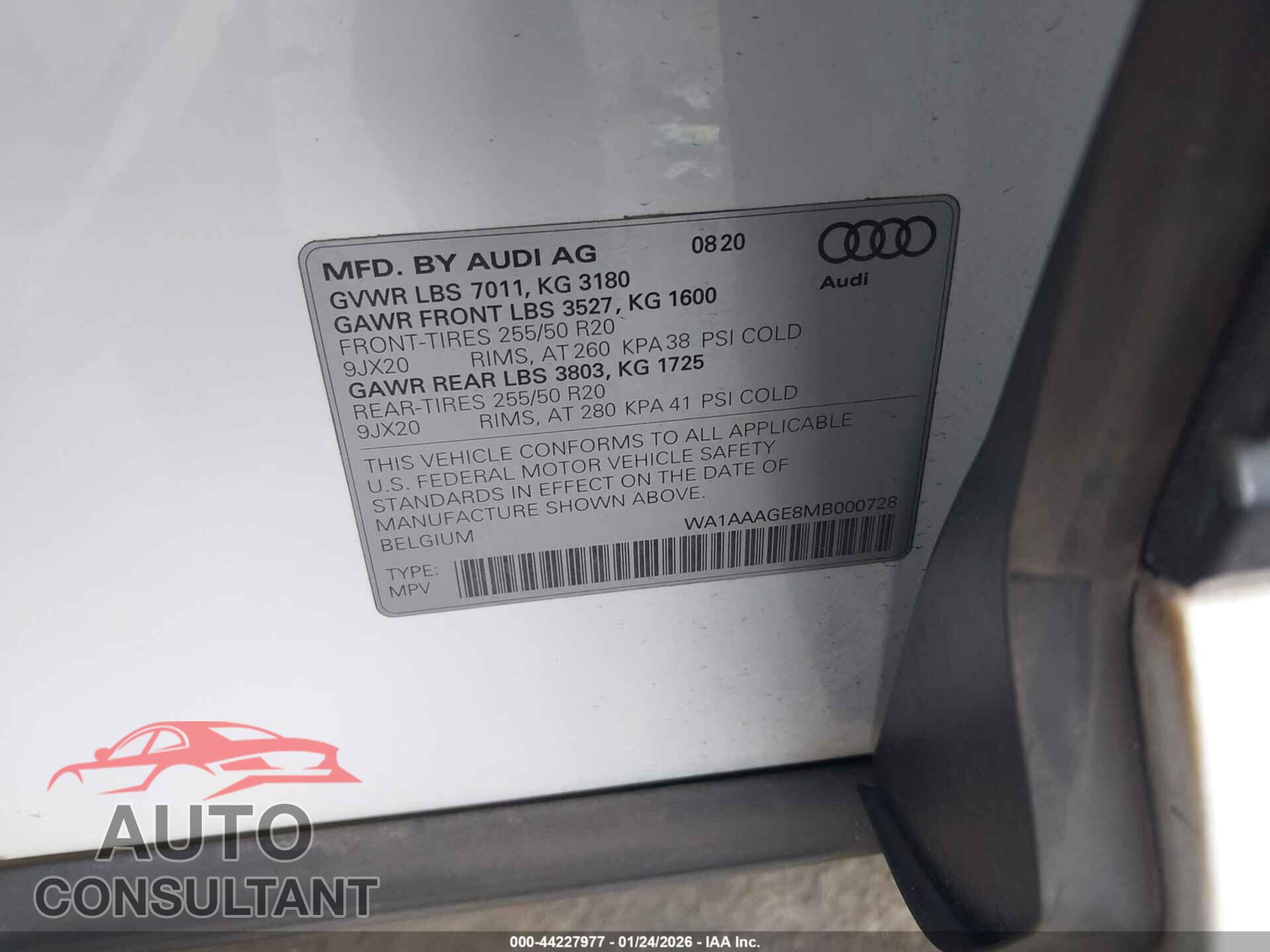 AUDI E-TRON 2021 - WA1AAAGE8MB000728