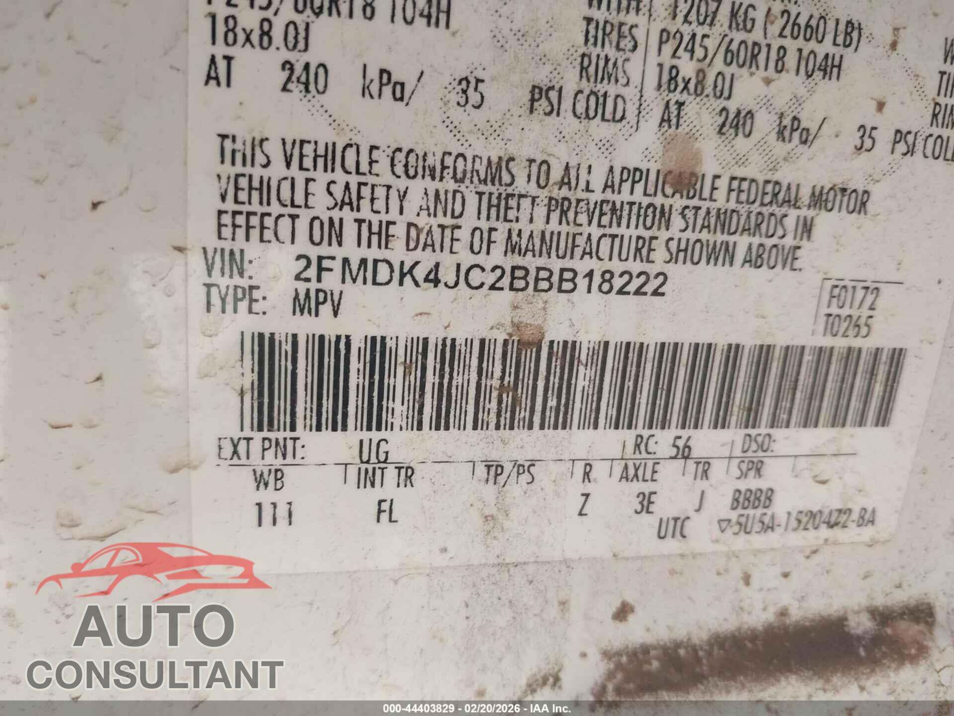 FORD EDGE 2011 - 2FMDK4JC2BBB18222