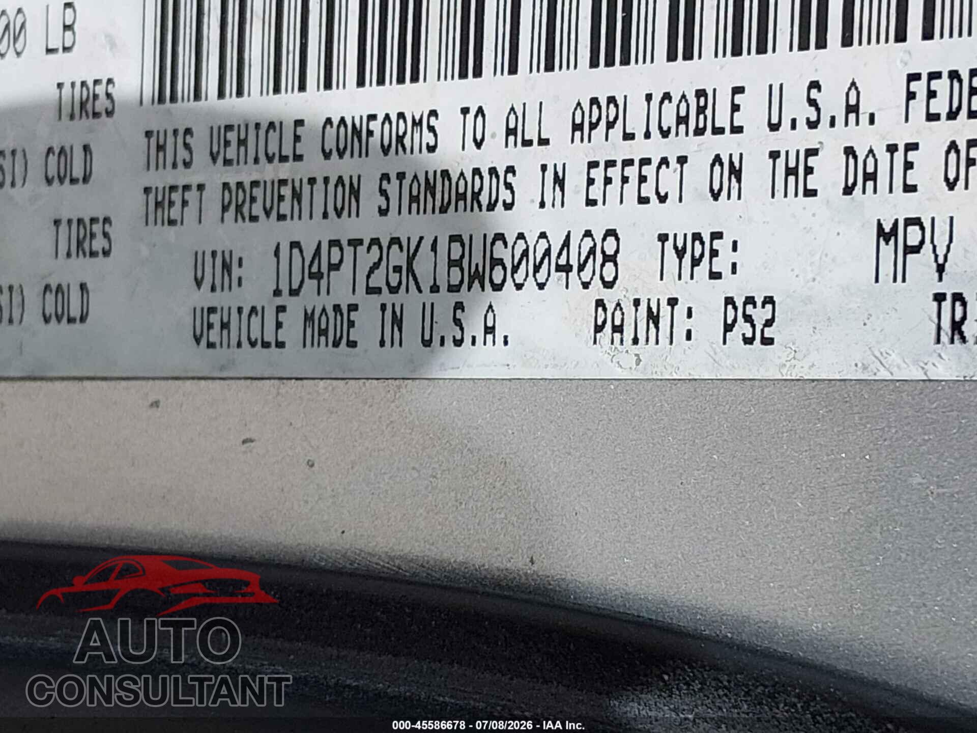 DODGE NITRO 2011 - 1D4PT2GK1BW600408