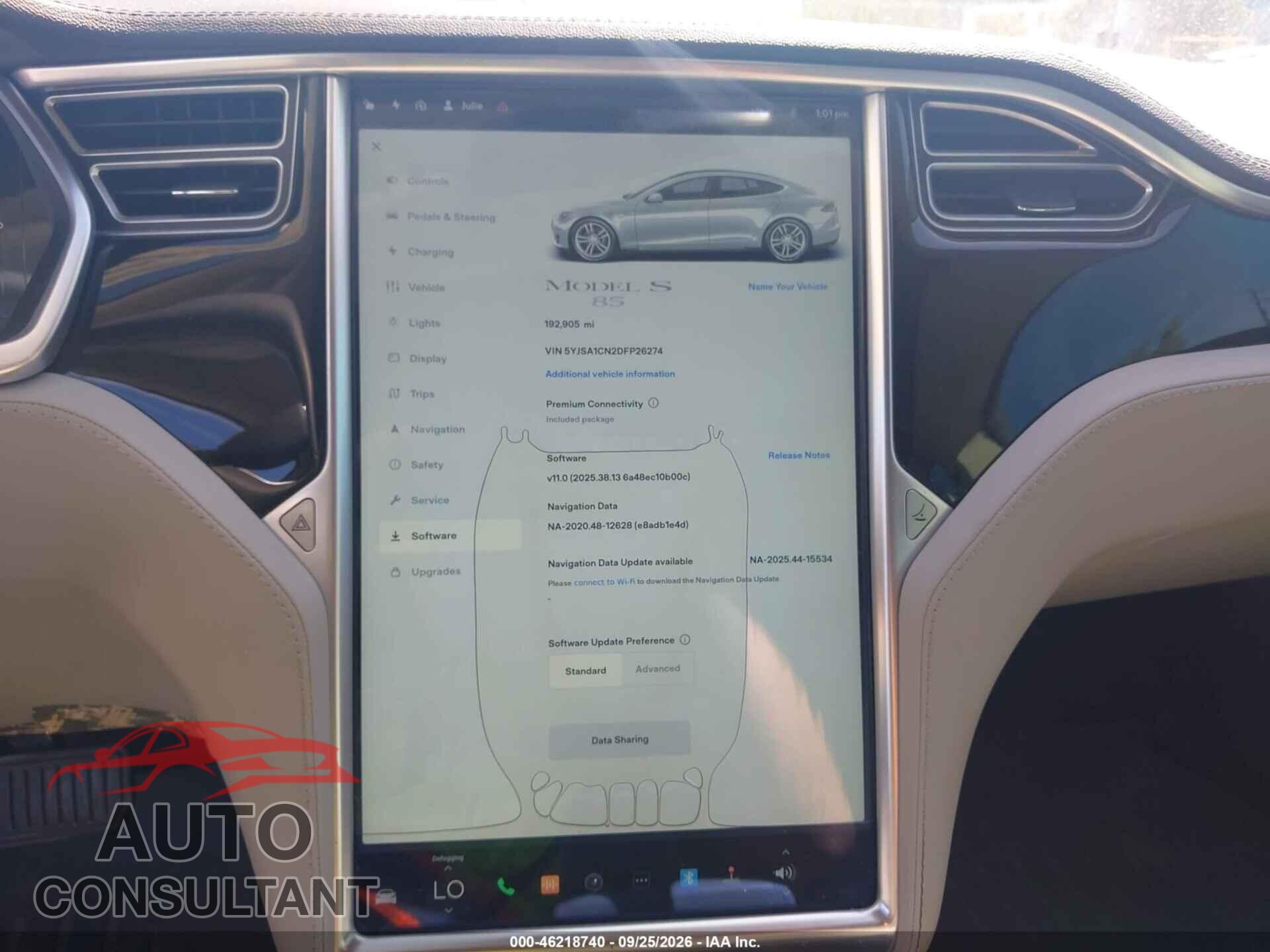 TESLA MODEL S 2013 - 5YJSA1CN2DFP26274