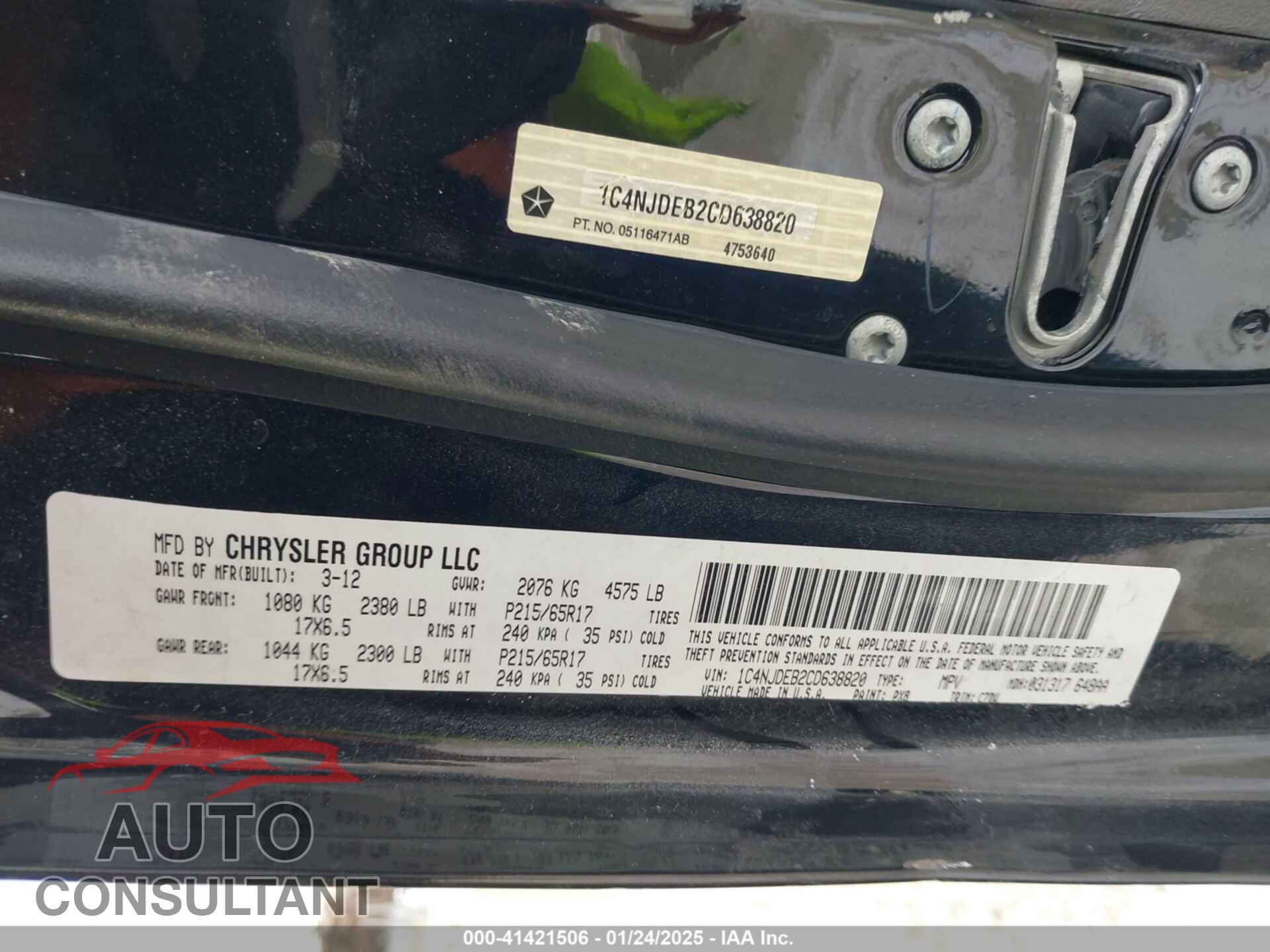 JEEP COMPASS 2012 - 1C4NJDEB2CD638820