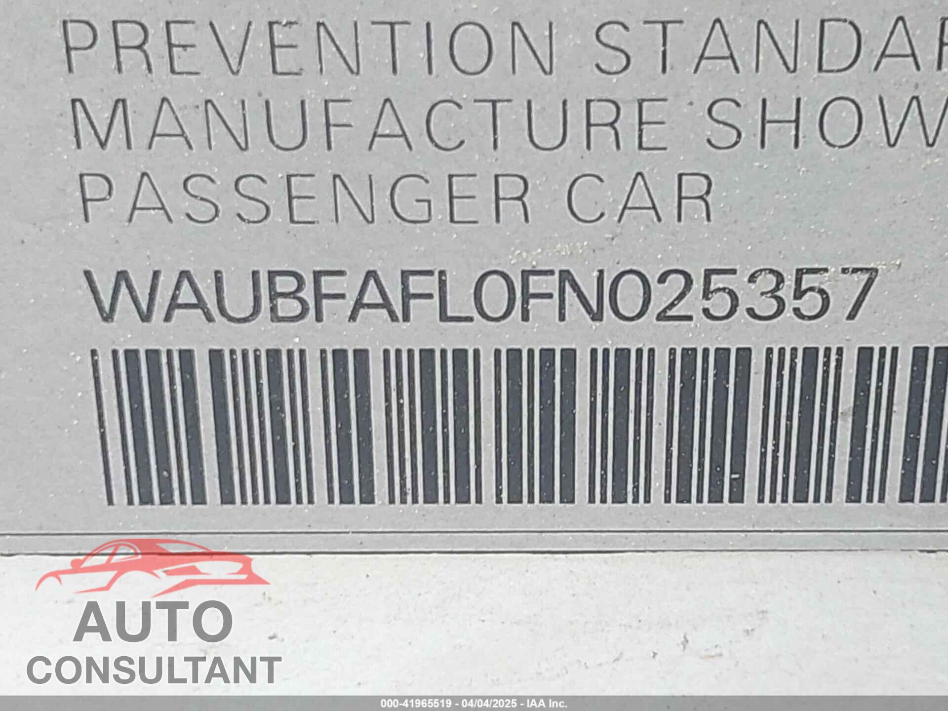 AUDI A4 2015 - WAUBFAFL0FN025357