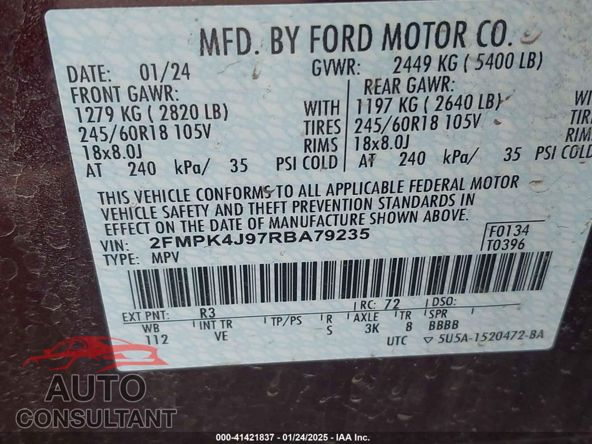 FORD EDGE 2024 - 2FMPK4J97RBA79235