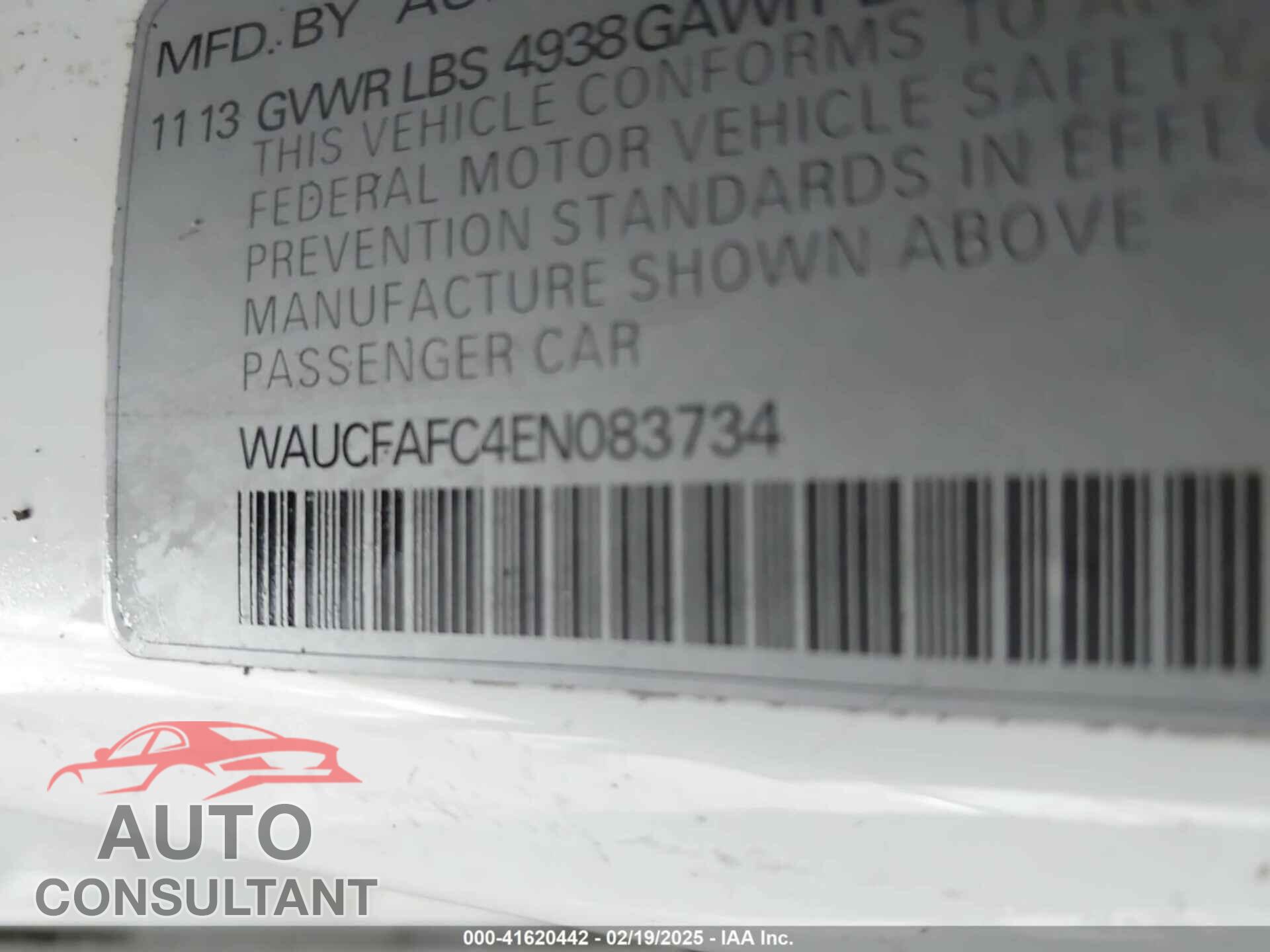AUDI A6 2014 - WAUCFAFC4EN083734