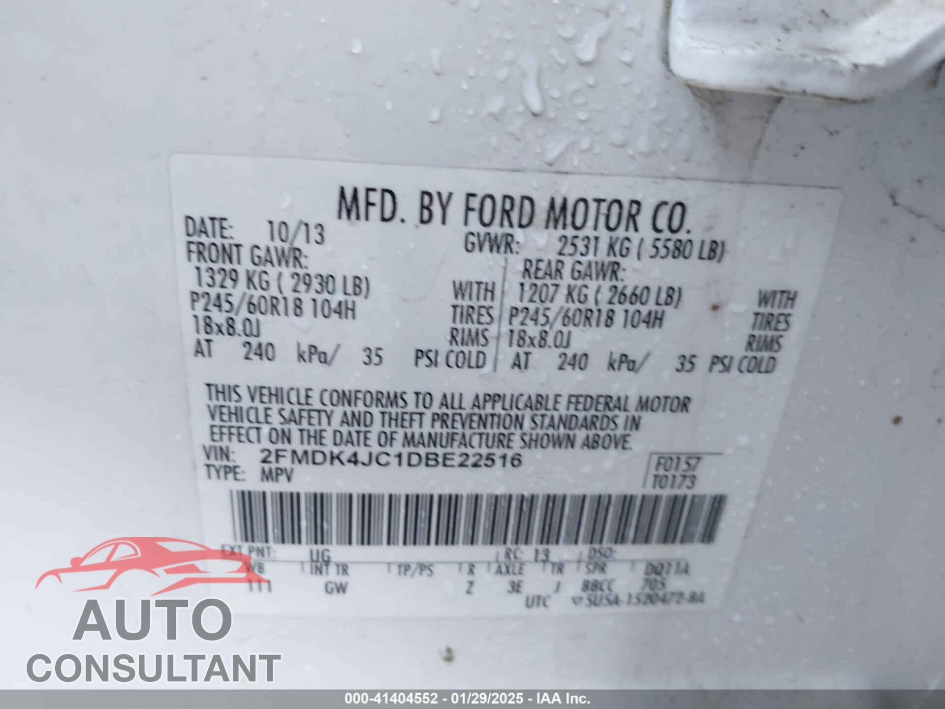 FORD EDGE 2013 - 2FMDK4JC1DBE22516