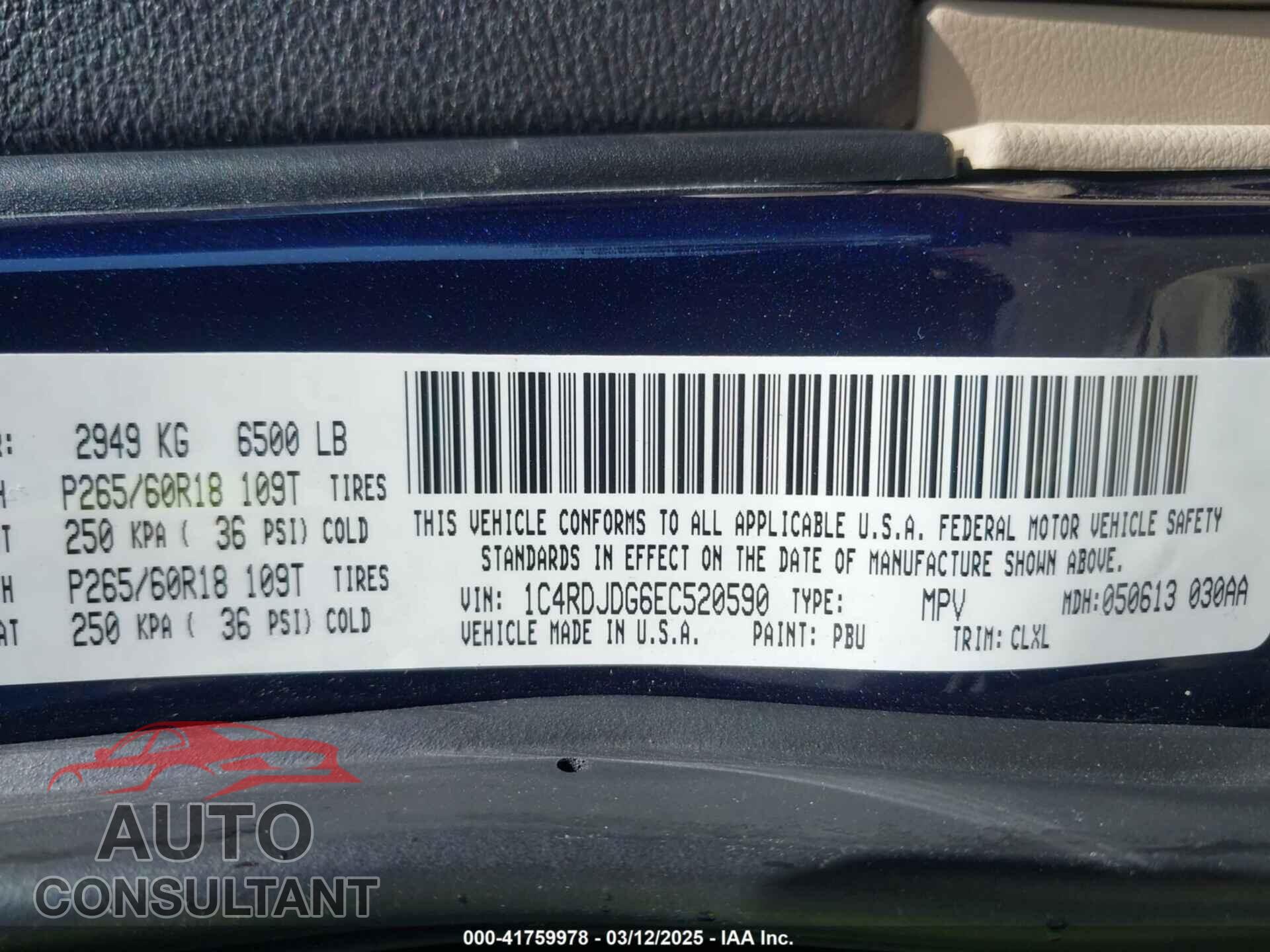 DODGE DURANGO 2014 - 1C4RDJDG6EC520590