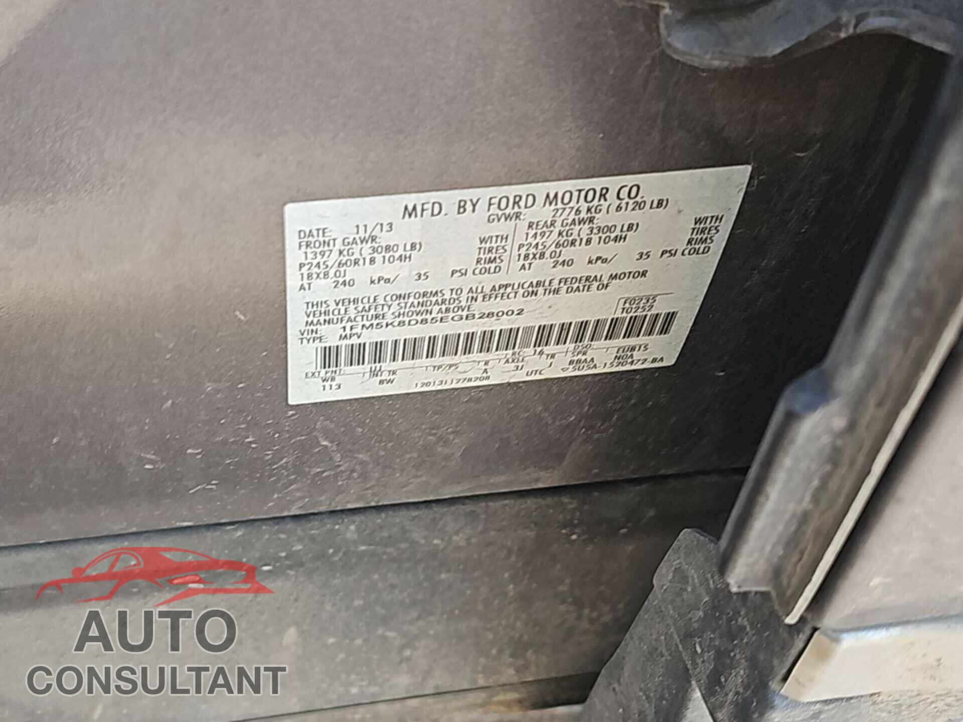FORD EXPLORER 2014 - 1FM5K8D85EGB28002