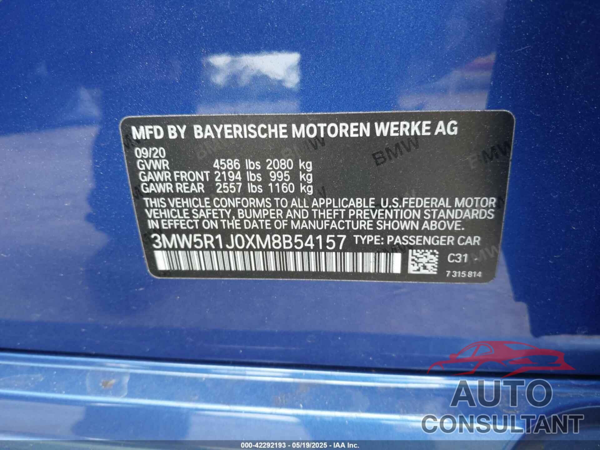 BMW 330I 2021 - 3MW5R1J0XM8B54157