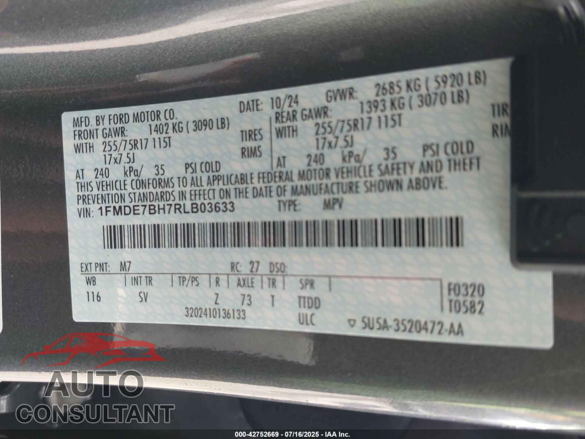 FORD BRONCO 2024 - 1FMDE7BH7RLB03633
