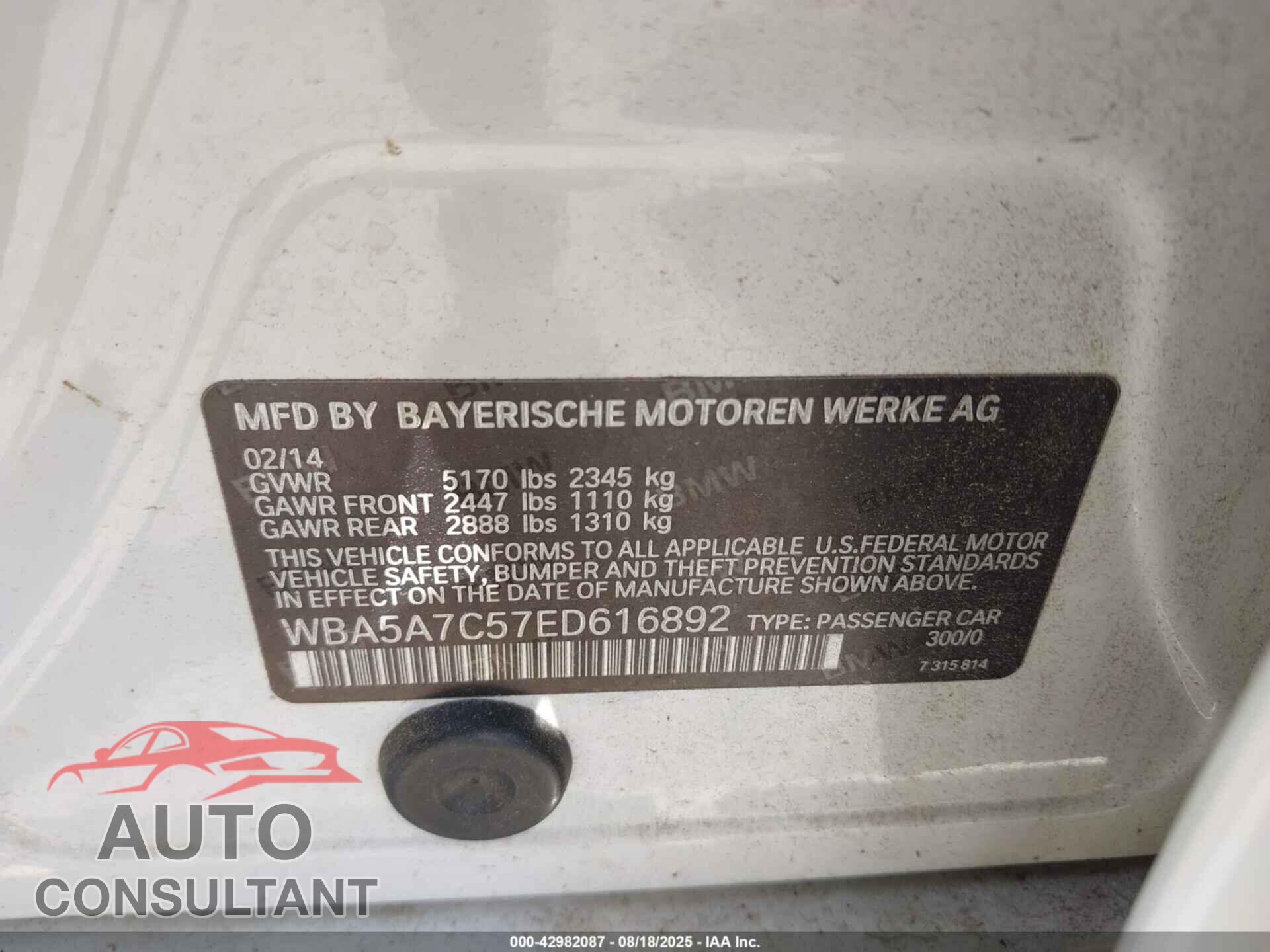 BMW 528I 2014 - WBA5A7C57ED616892