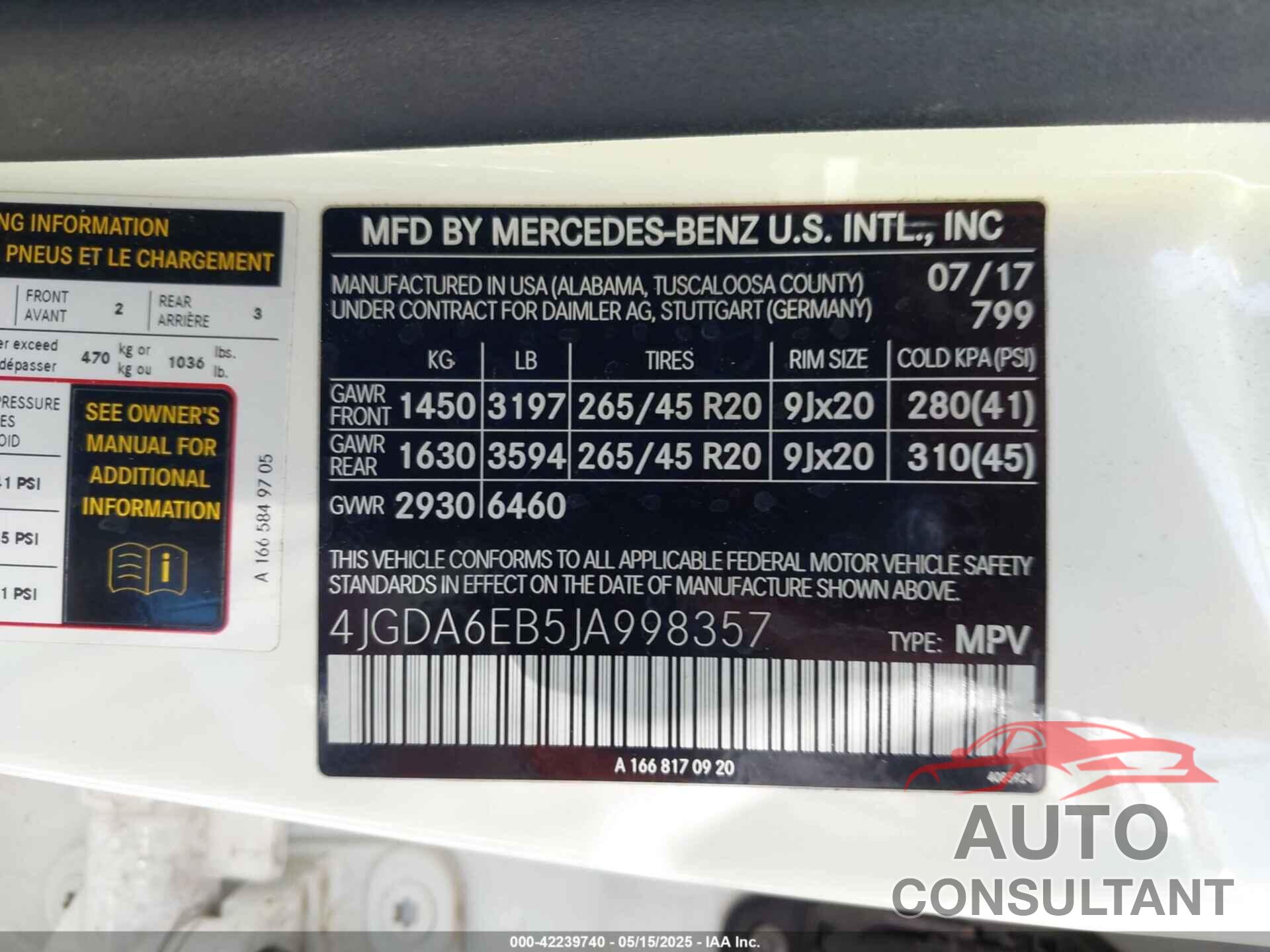 MERCEDES-BENZ AMG GLE 43 2018 - 4JGDA6EB5JA998357