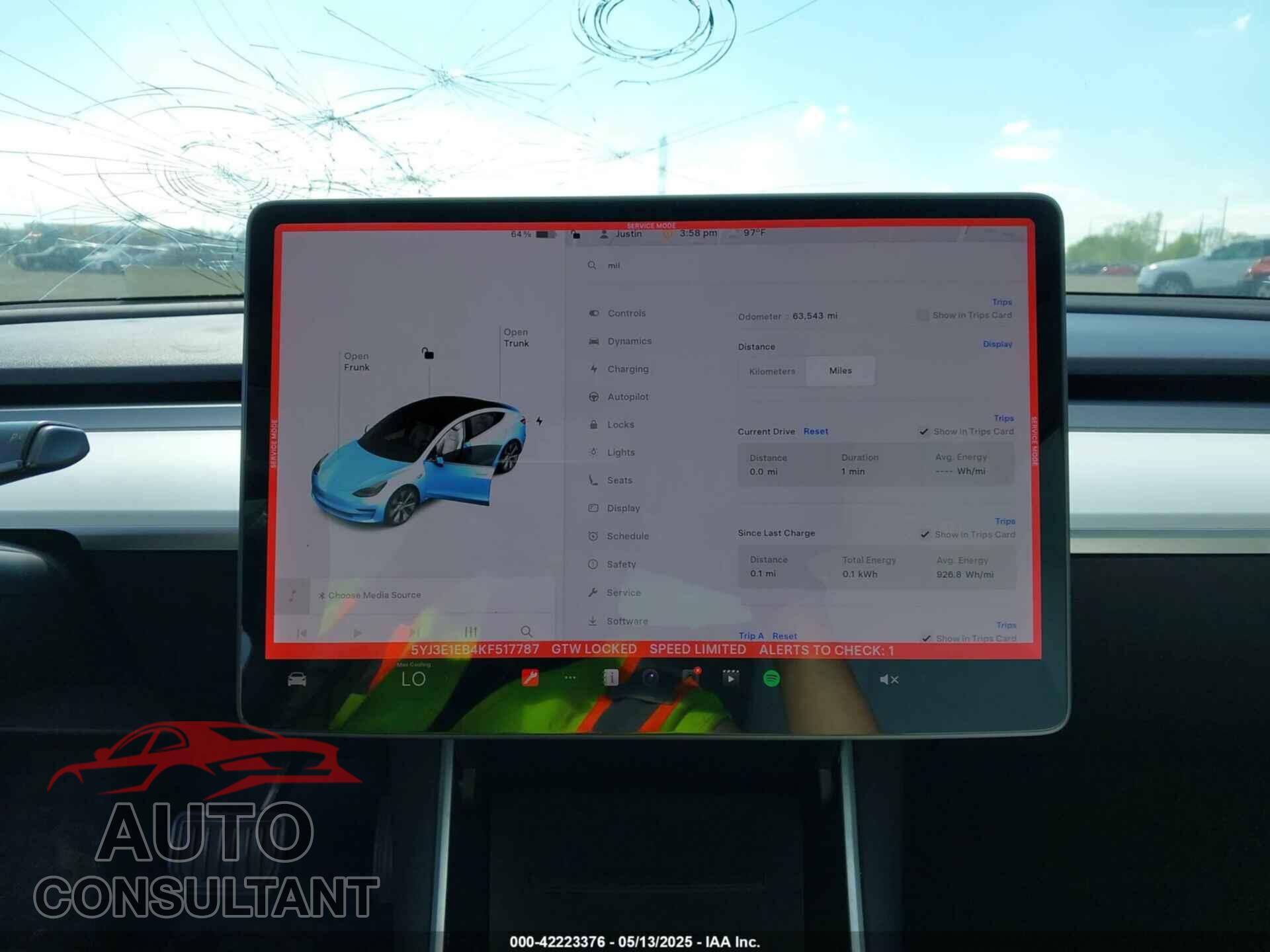 TESLA MODEL 3 2019 - 5YJ3E1EB4KF517787