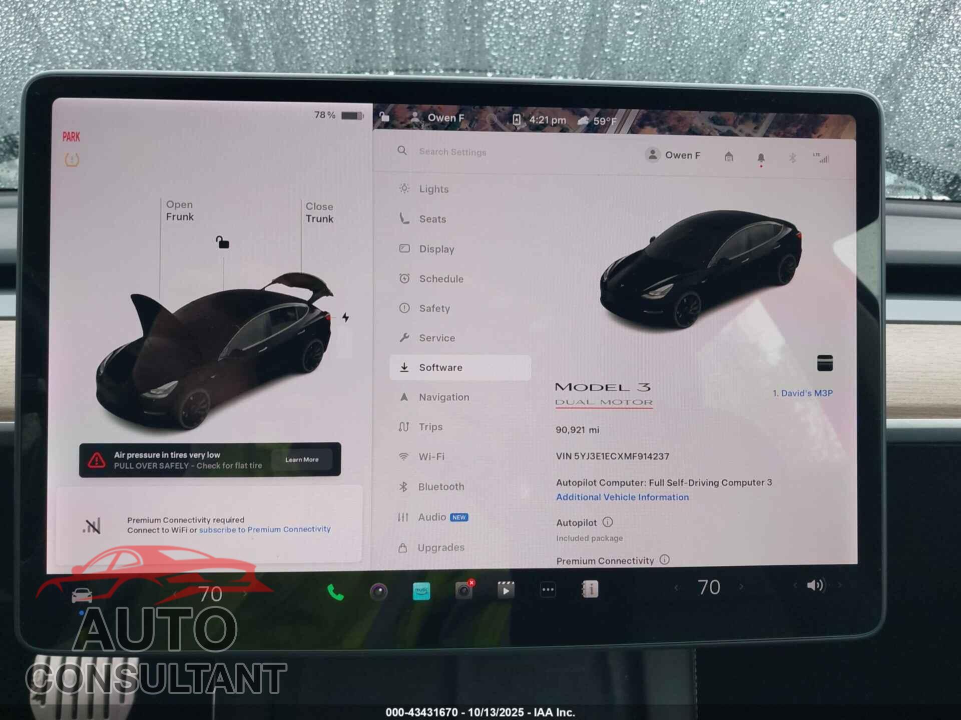 TESLA MODEL 3 2021 - 5YJ3E1ECXMF914237