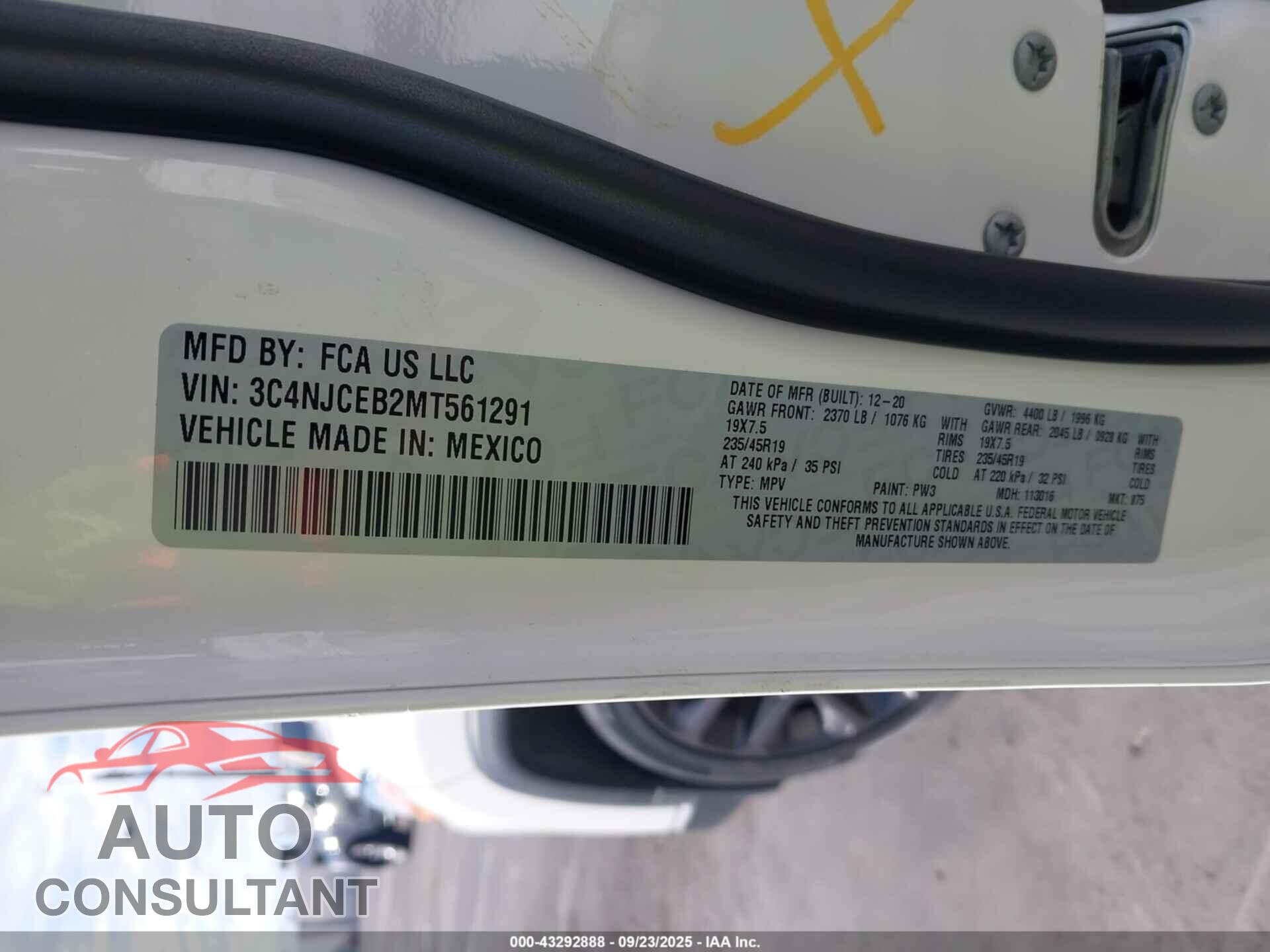 JEEP COMPASS 2021 - 3C4NJCEB2MT561291