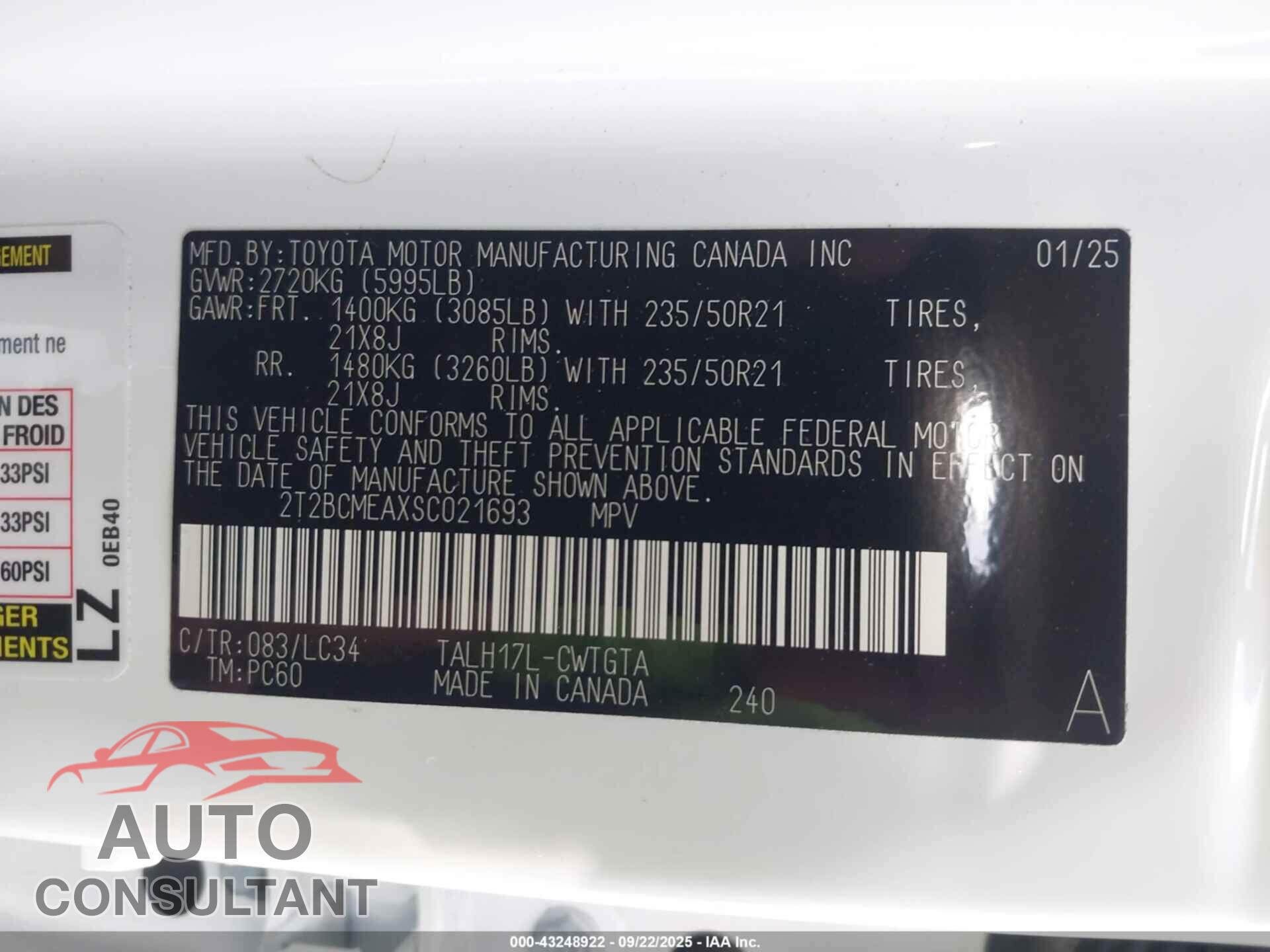 LEXUS RX 500H 2025 - 2T2BCMEAXSC021693