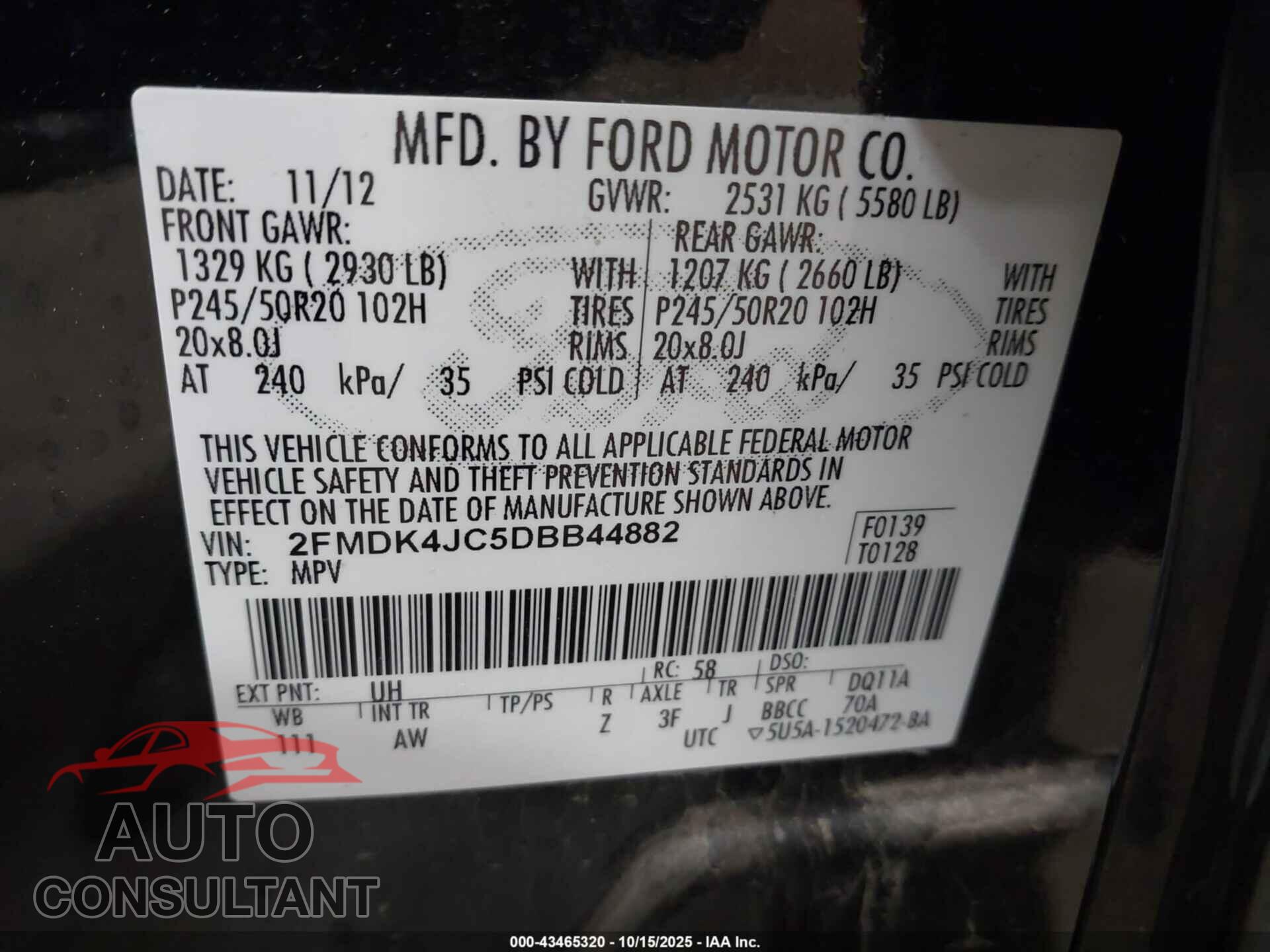 FORD EDGE 2013 - 2FMDK4JC5DBB44882
