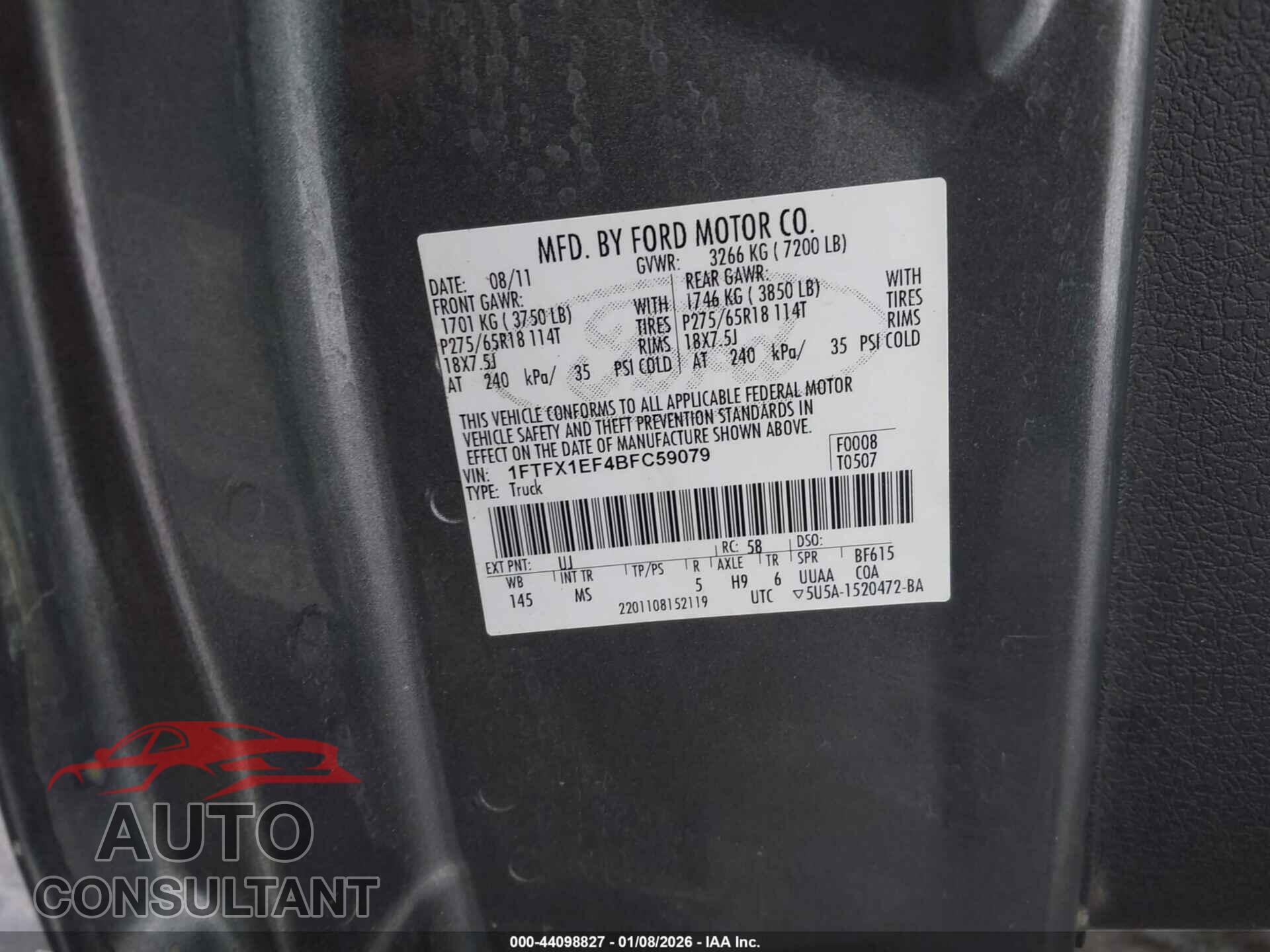 FORD F-150 2011 - 1FTFX1EF4BFC59079