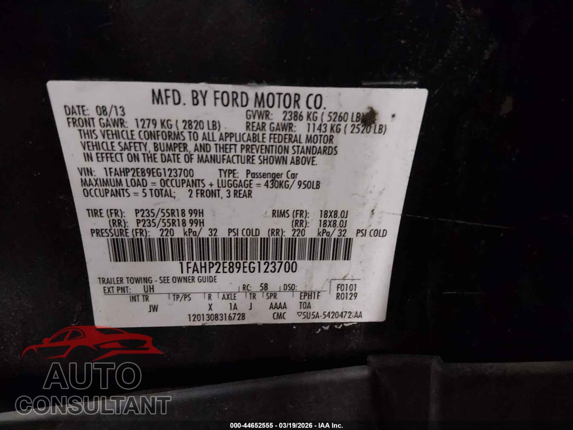 FORD TAURUS 2014 - 1FAHP2E89EG123700